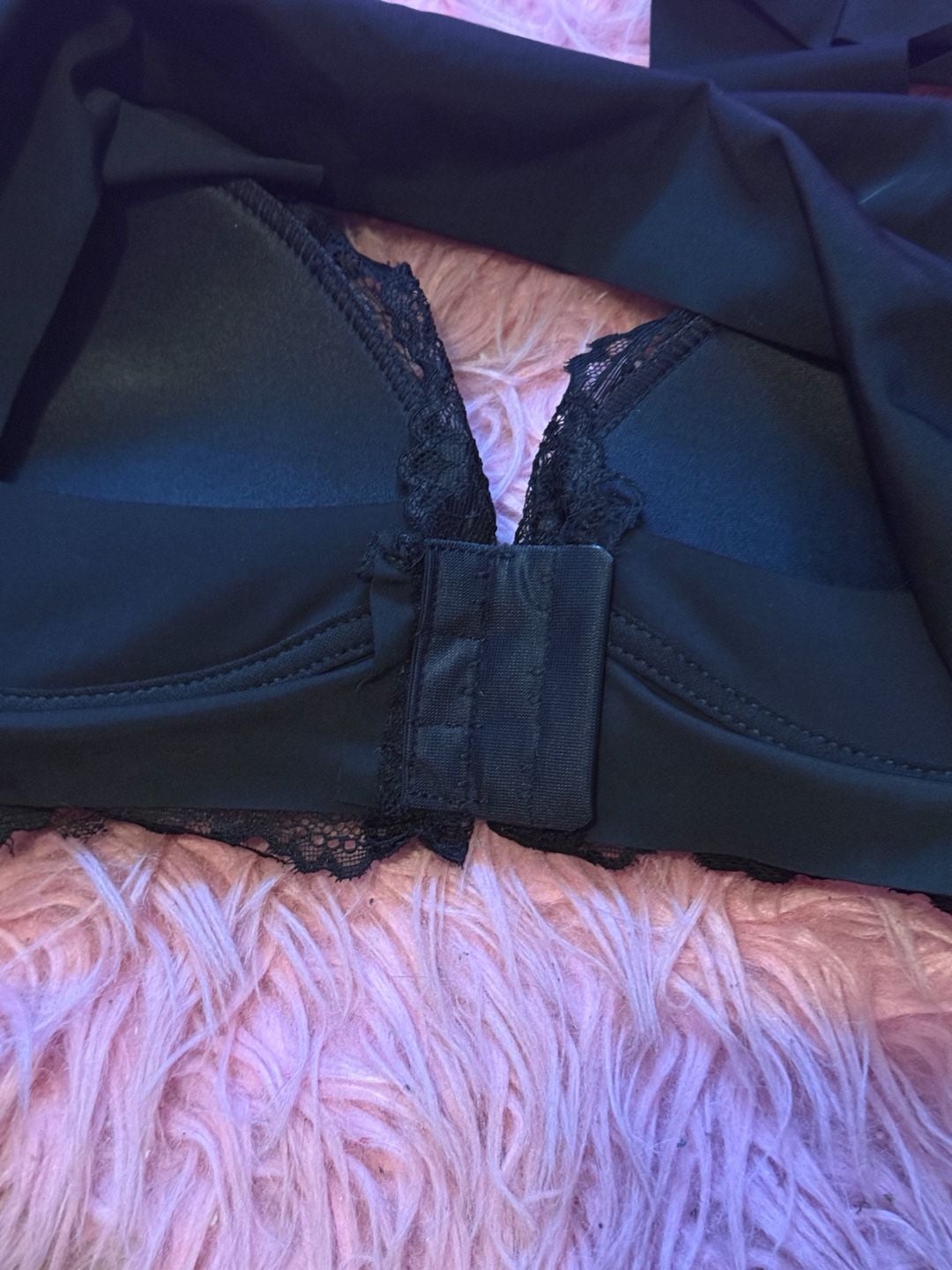 Jiuke Front Closure Bra Size 5XL Black Lace Seamless Sleep Bralette 6