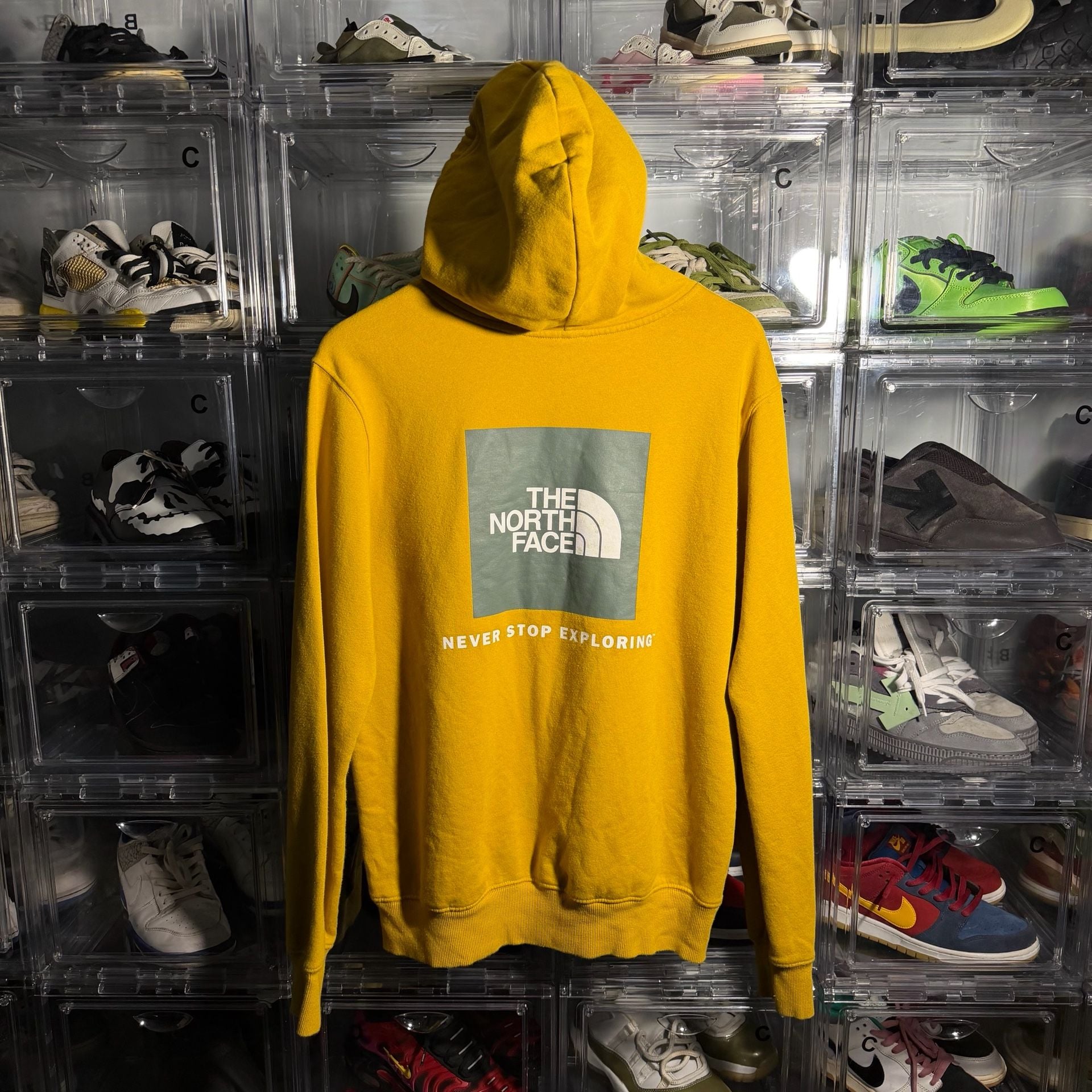 The North Face Box NSE Pullover Hoodie Yellow Gold Graphic Sweatshirt 4