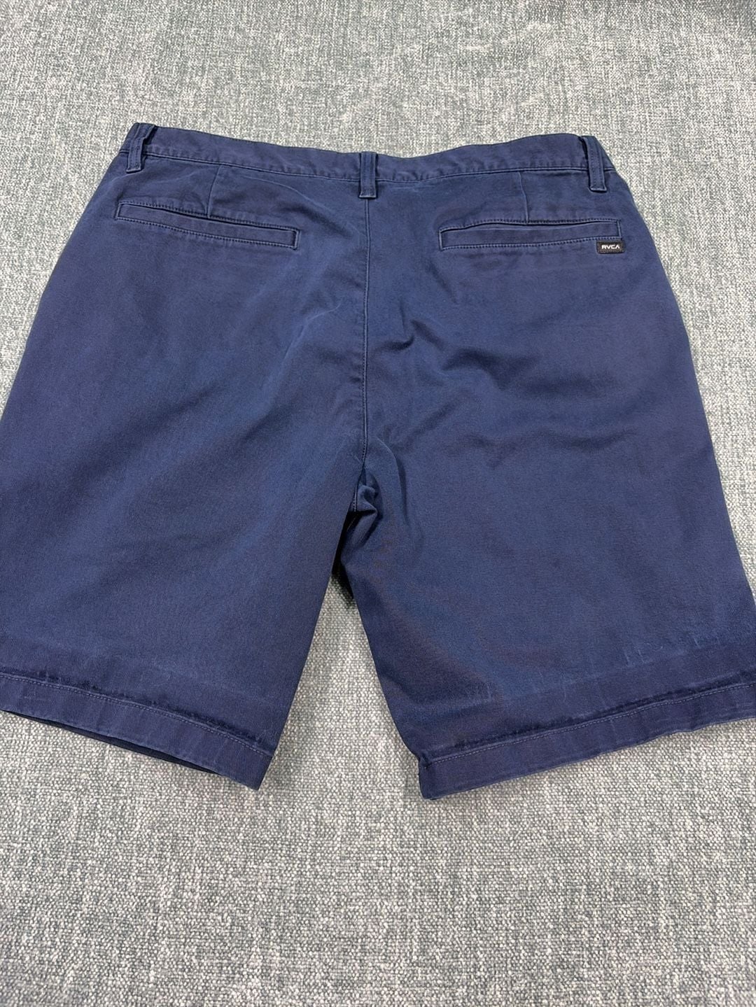 RVCA Week-End Fit Chino Shorts Size 36 Navy Blue Stretch Twill 9