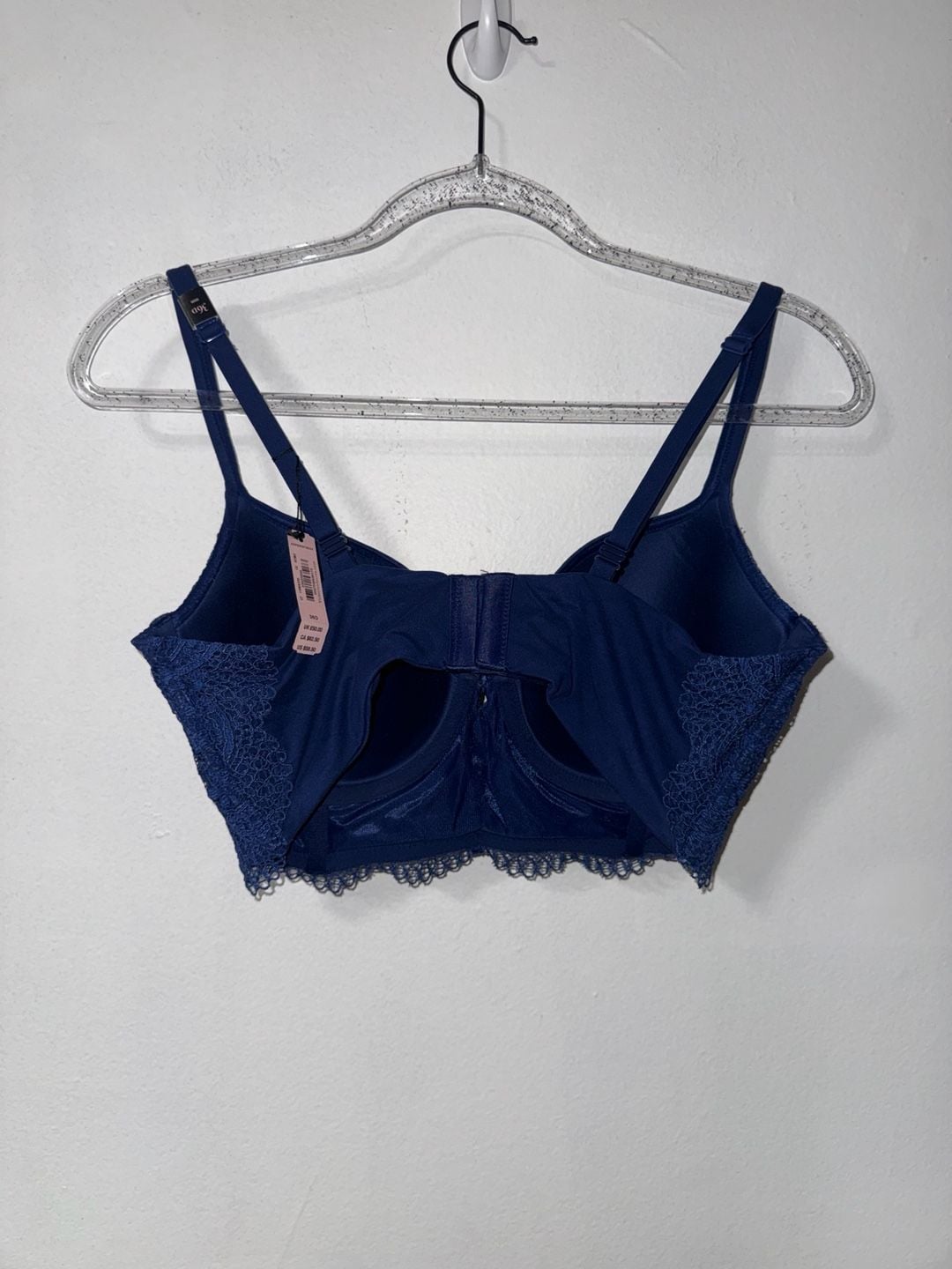Victoria's Secret Body By Victoria Lined Demi Bra Size 36D Blue Lace Longline 3