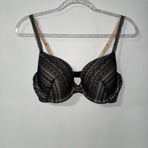 Victoria's Secret Lined Demi Bra 36D Black Lace