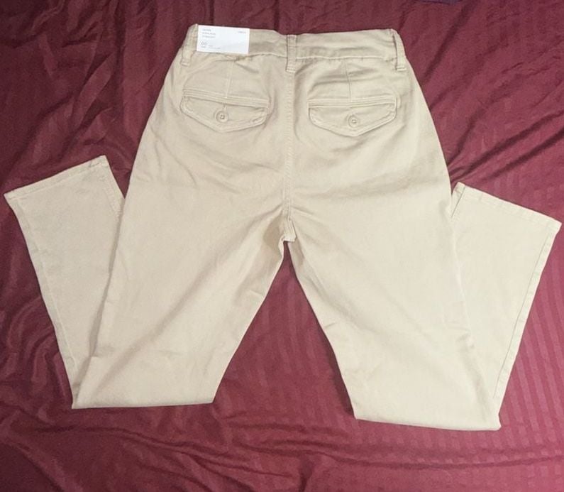 American Eagle Super High-Rise Straight Pants Size 00 Short Beige Khaki 2