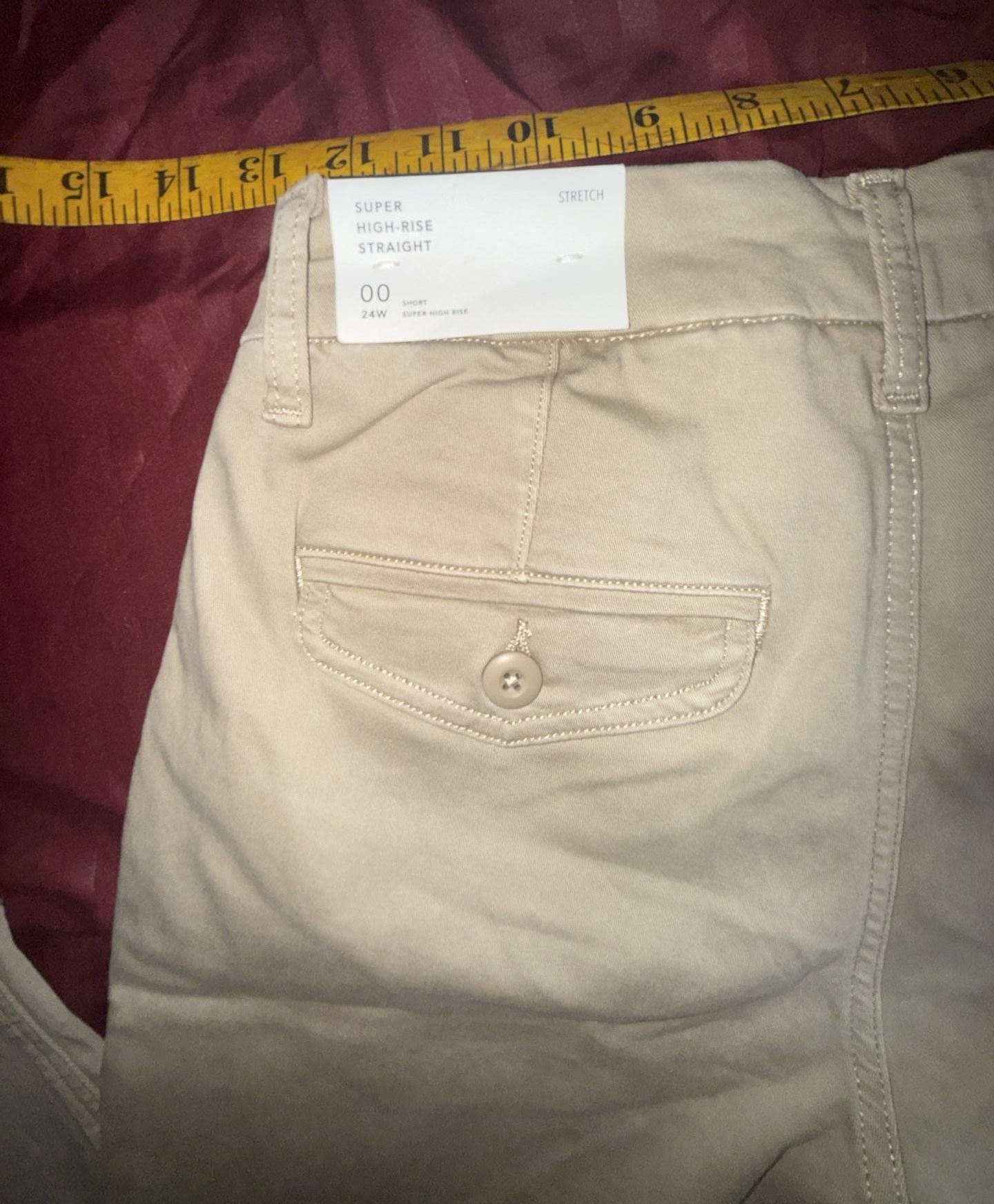 American Eagle Super High-Rise Straight Pants Size 00 Short Beige Khaki 3