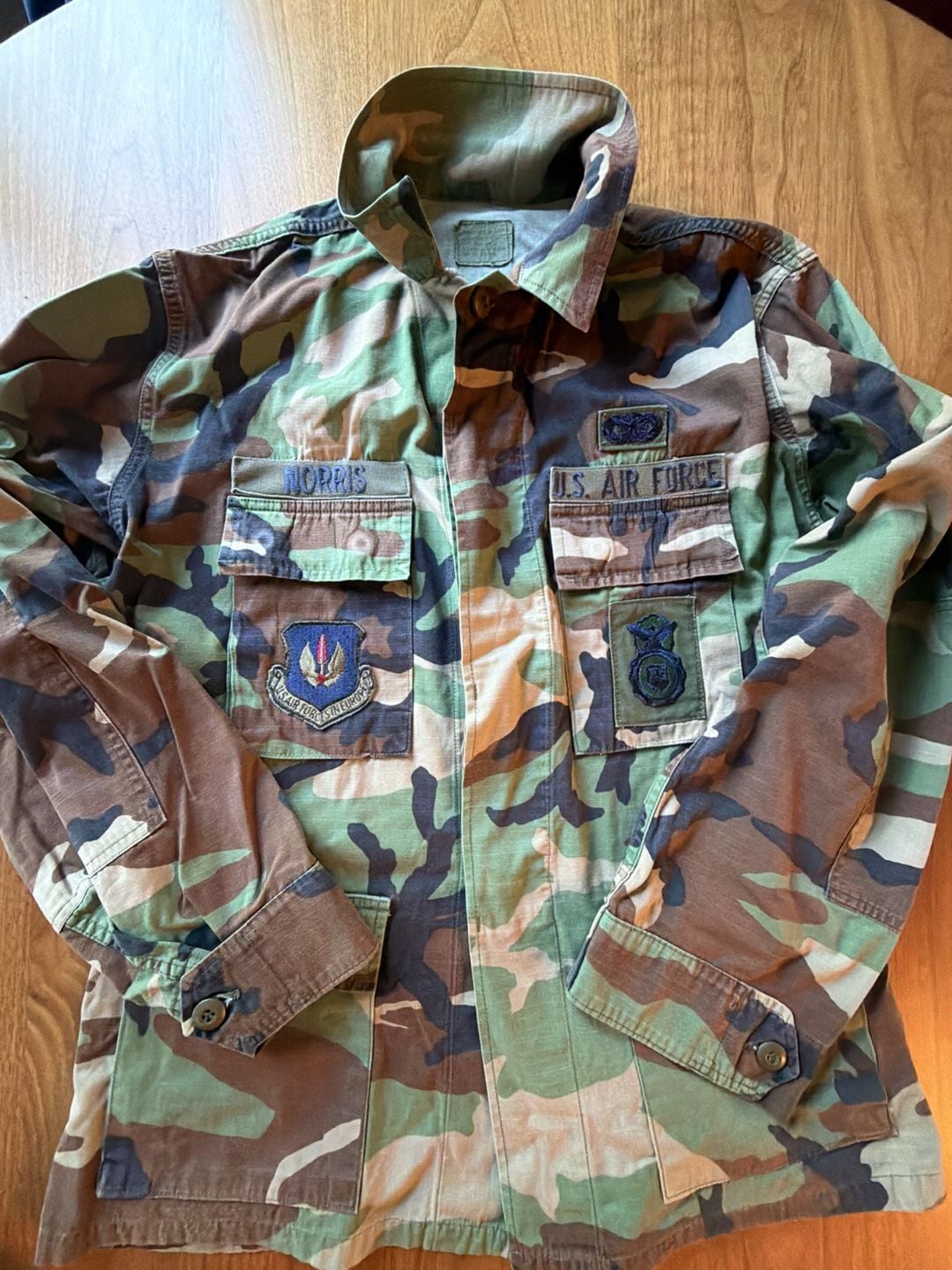 US Military US Air Force Woodland Camo BDU Jacket Size Medium Regular 2