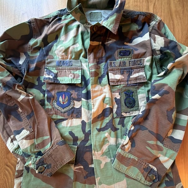 US Military US Air Force Woodland Camo BDU Jacket Size Medium Regular