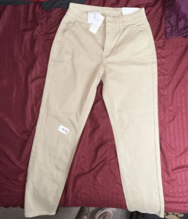 American Eagle Super High-Rise Straight Pants Size 00 Short Beige Khaki 6