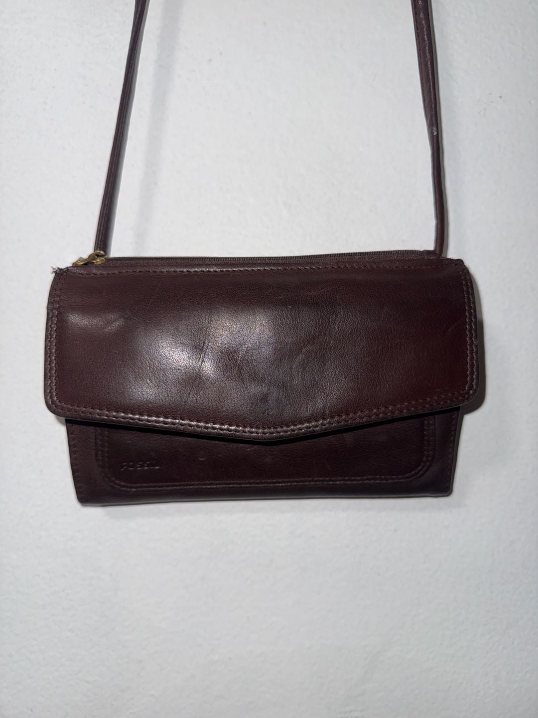 Fossil Leather Crossbody Wallet Brown 3