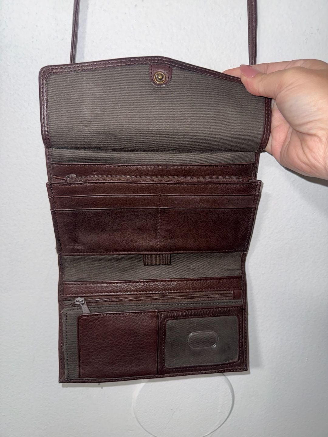 Fossil Leather Crossbody Wallet Brown 5