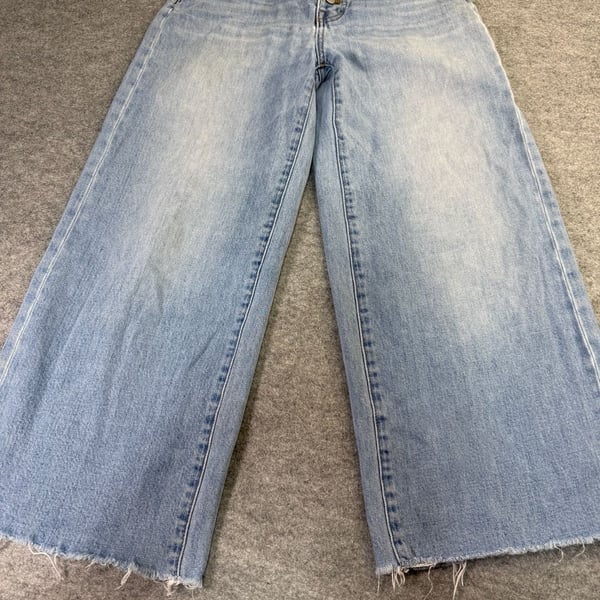 Madewell Wide-Leg Crop Jeans Size 26 Light Wash Raw Hem Button Fly