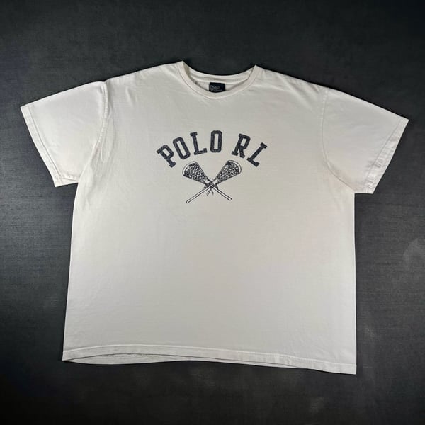 Vintage Polo Ralph Lauren x Lacrosse Graphic White Short Sleeve T-Shirt Size XL