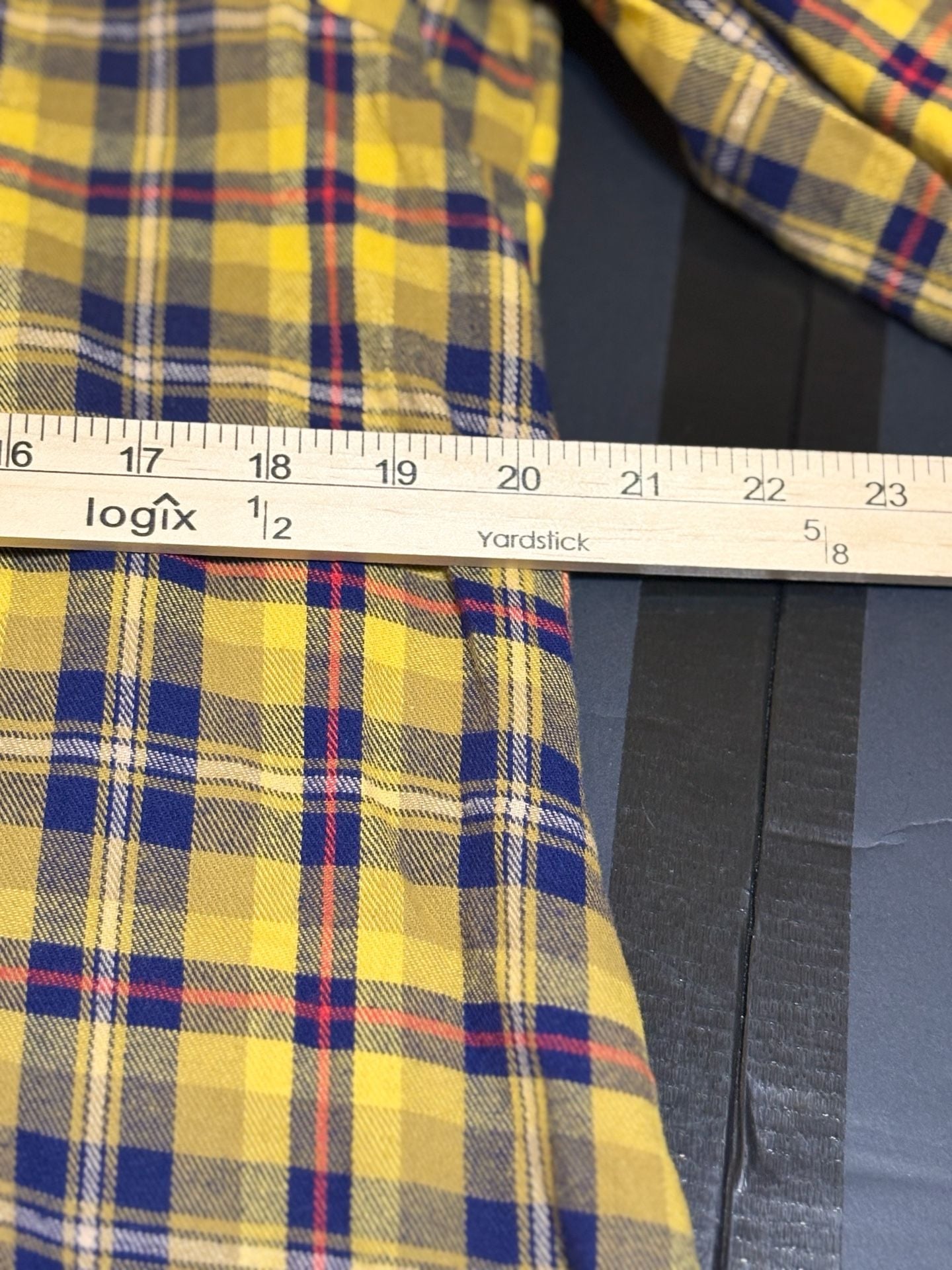 Grace & Emma Plaid Button Down Shirt Size L Yellow Sequin Yoke 8