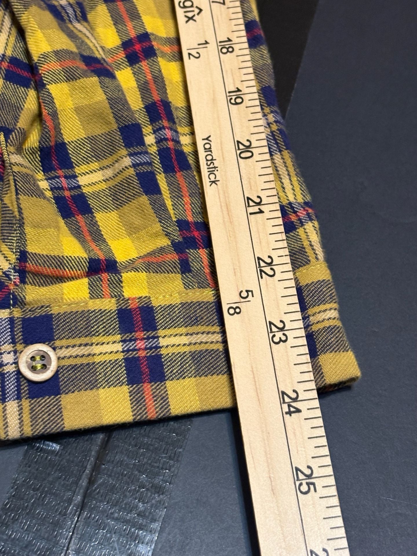 Grace & Emma Plaid Button Down Shirt Size L Yellow Sequin Yoke 10