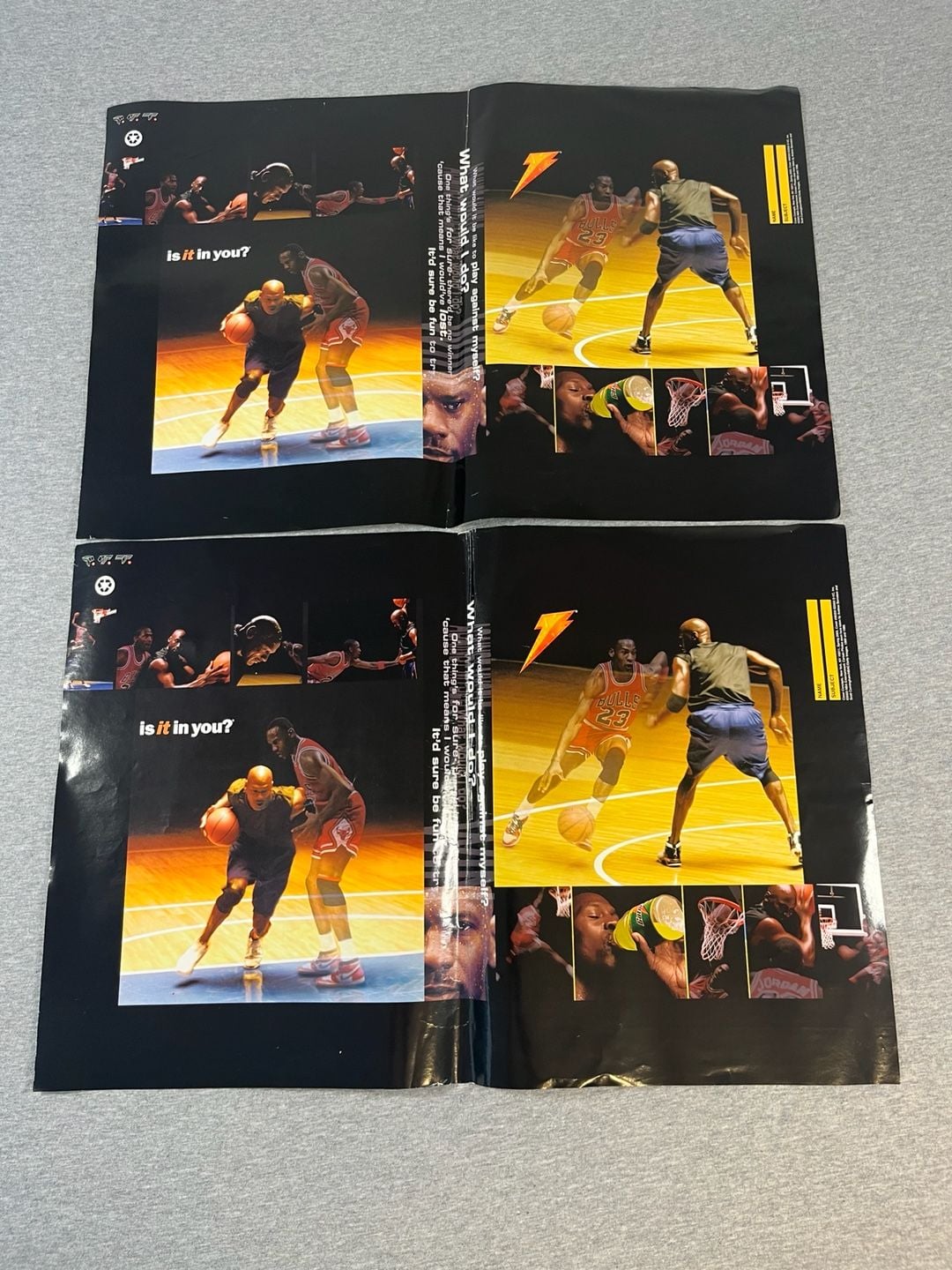 Lot of 2 Vintage Michael Jordan Gatorade Book Cover Poster Old Mike Vs New 1