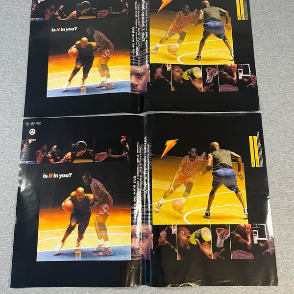 Lot of 2 Vintage Michael Jordan Gatorade Book Cover Poster Old Mike Vs New