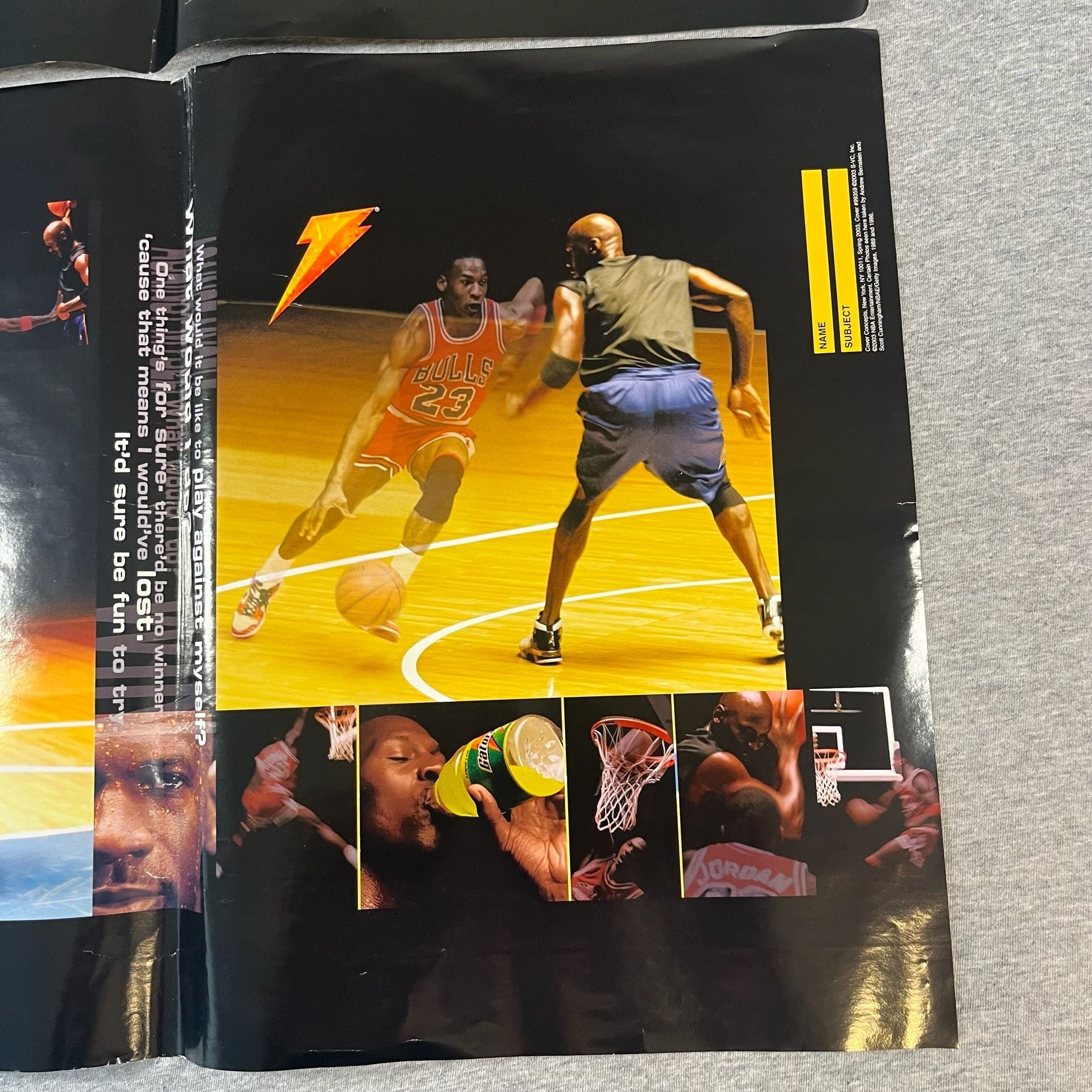 Lot of 2 Vintage Michael Jordan Gatorade Book Cover Poster Old Mike Vs New 3