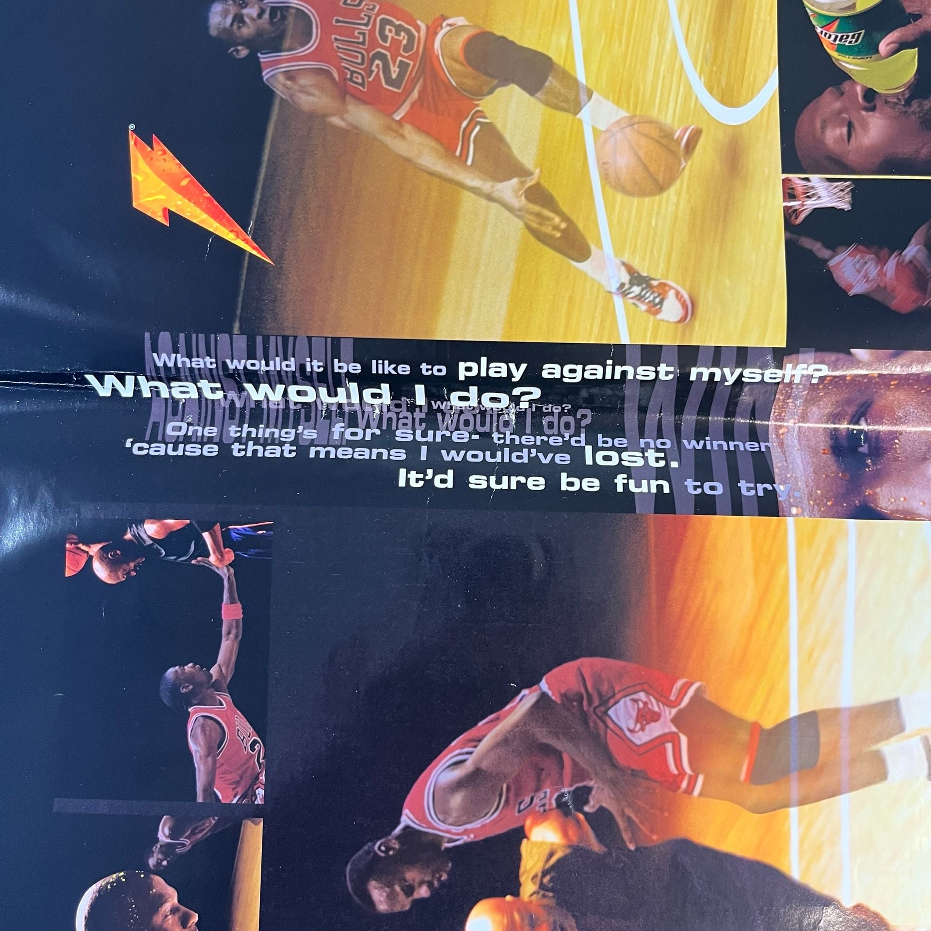Lot of 2 Vintage Michael Jordan Gatorade Book Cover Poster Old Mike Vs New 4