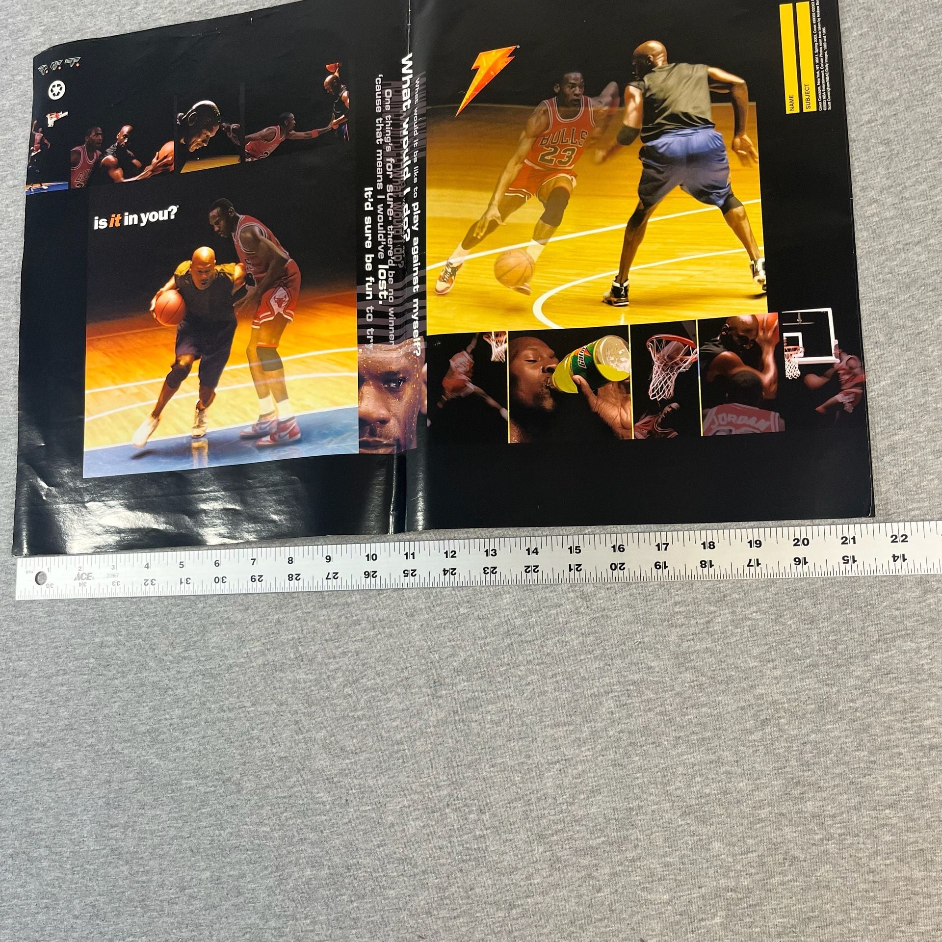 Lot of 2 Vintage Michael Jordan Gatorade Book Cover Poster Old Mike Vs New 6