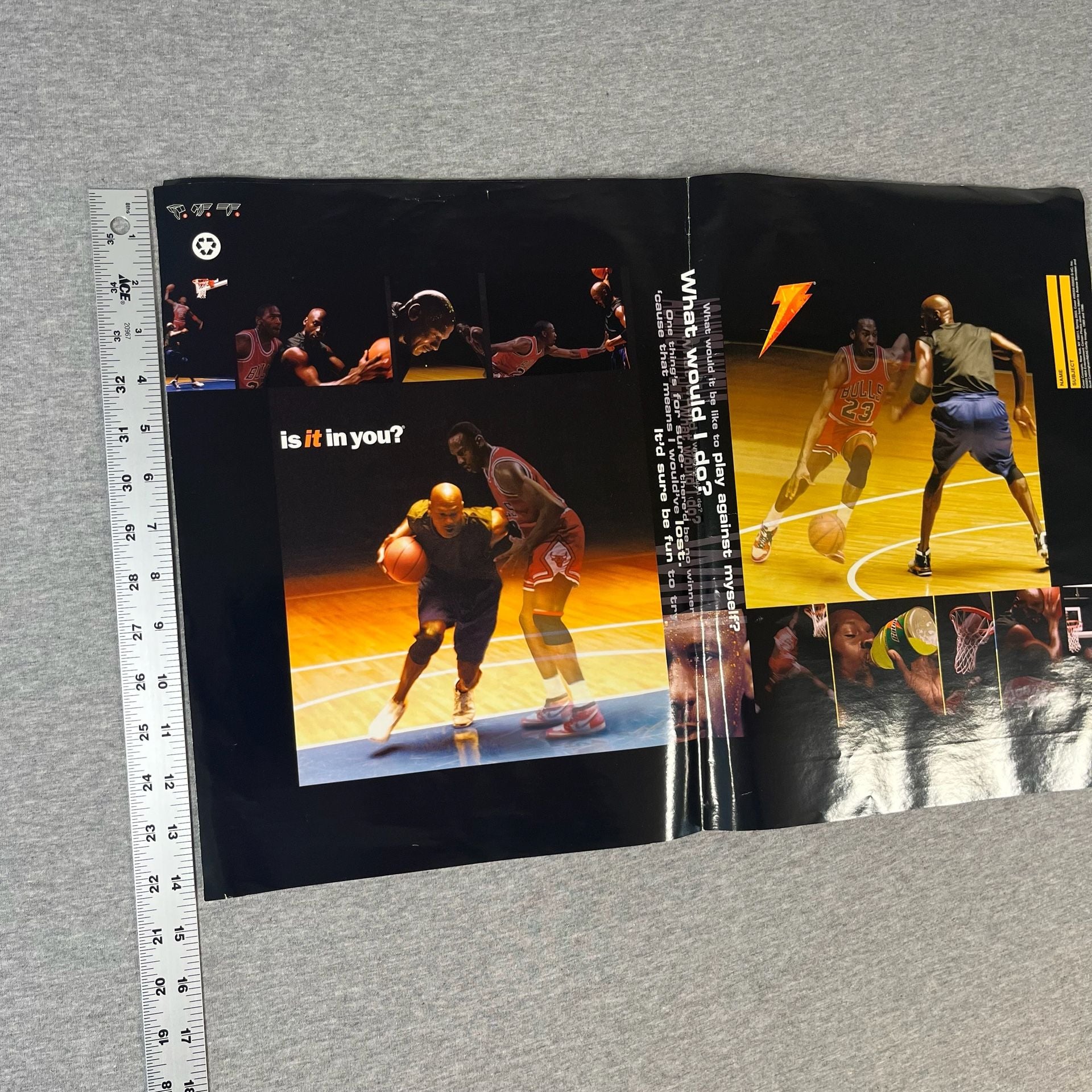Lot of 2 Vintage Michael Jordan Gatorade Book Cover Poster Old Mike Vs New 7