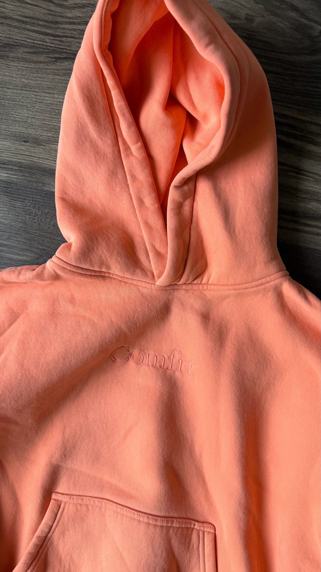 Comfrt Hoodie Size L Peach Heavyweight Cotton Blend Pullover Sweatshirt 3