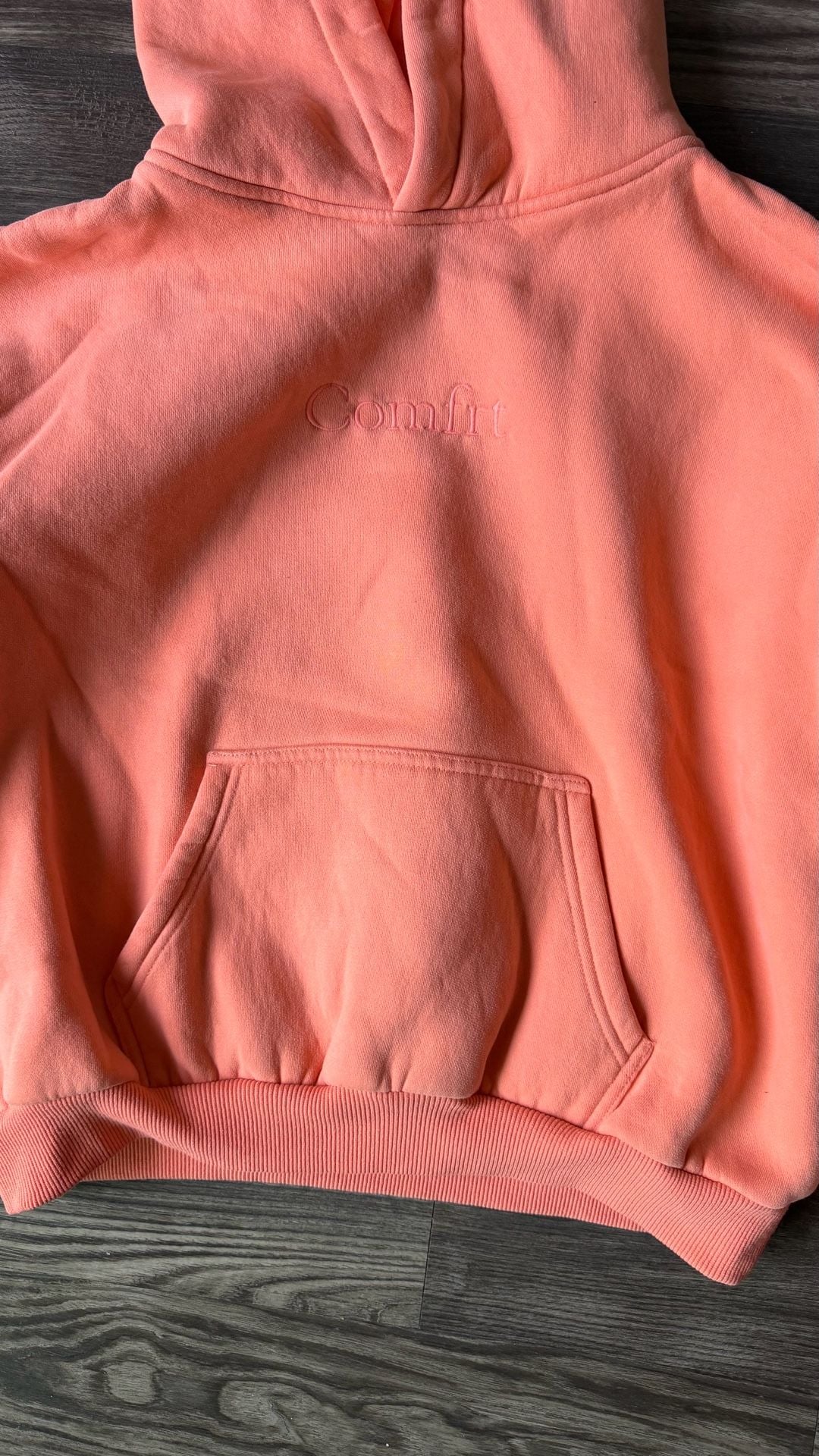 Comfrt Hoodie Size L Peach Heavyweight Cotton Blend Pullover Sweatshirt 5