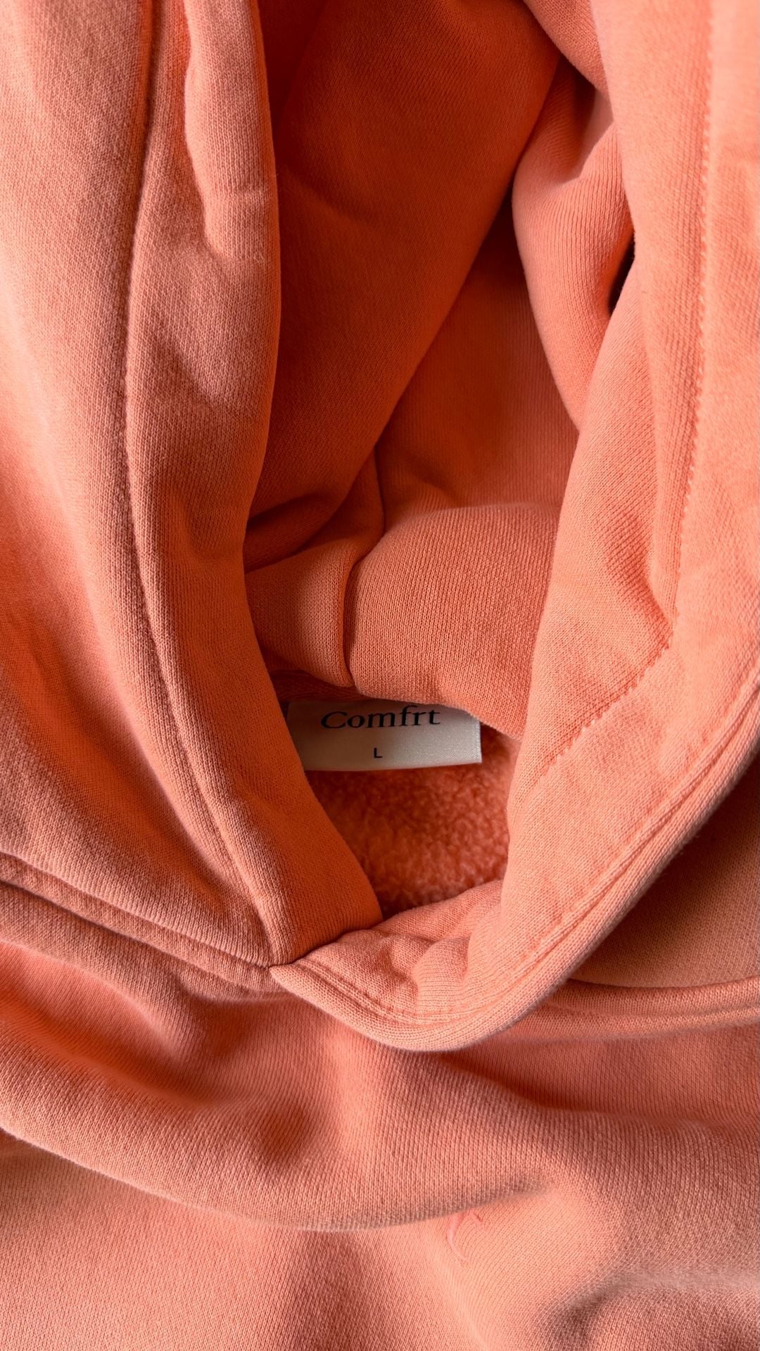 Comfrt Hoodie Size L Peach Heavyweight Cotton Blend Pullover Sweatshirt 6