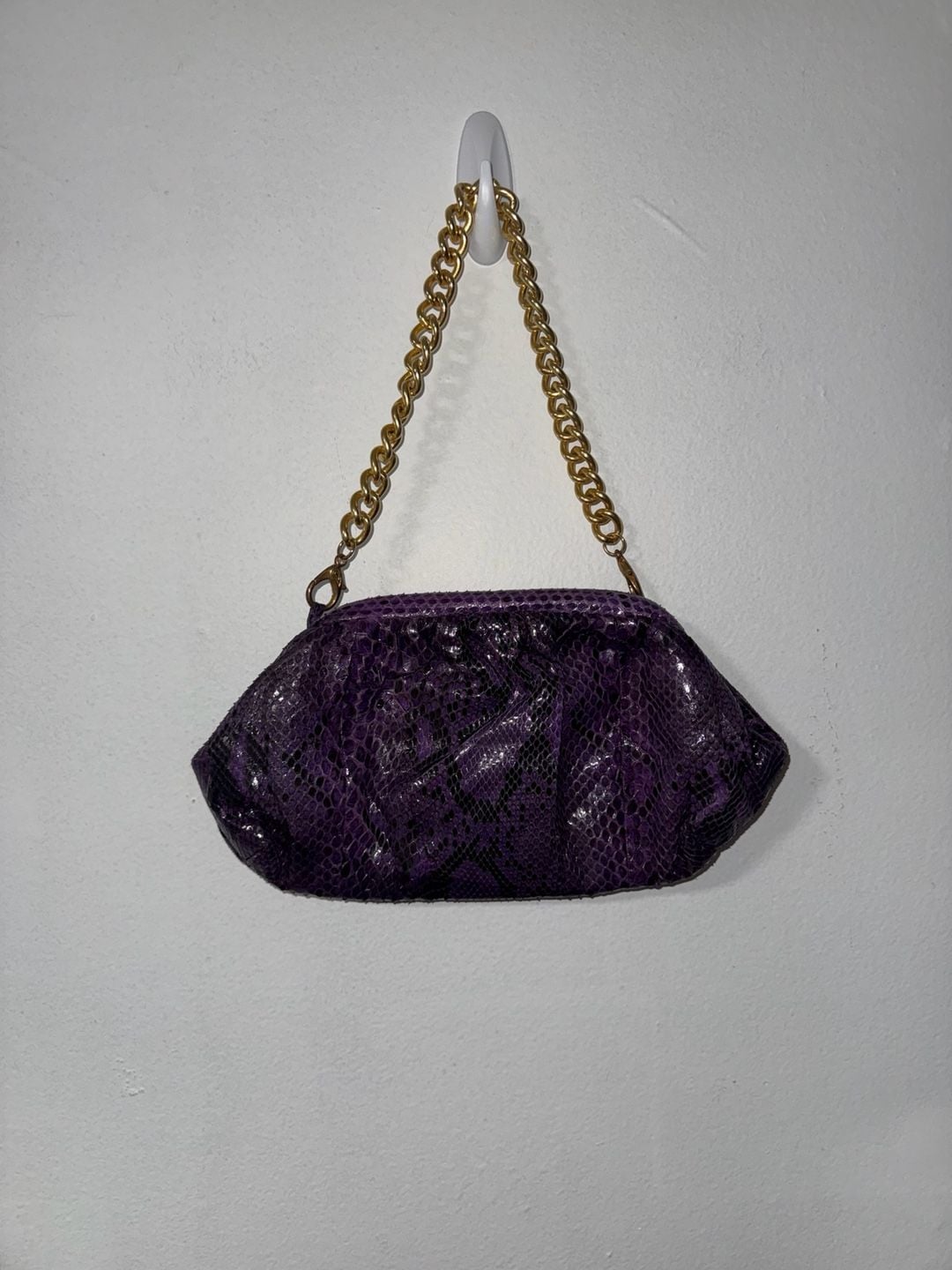 Lorelei Purple Snakeskin Shoulder Bag With Gold Ch 2