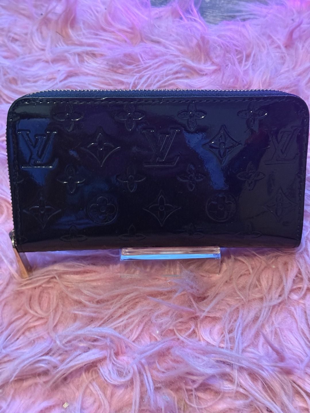 Unbranded fashion long wallet Monogram Zippy Patent Leather Black 2