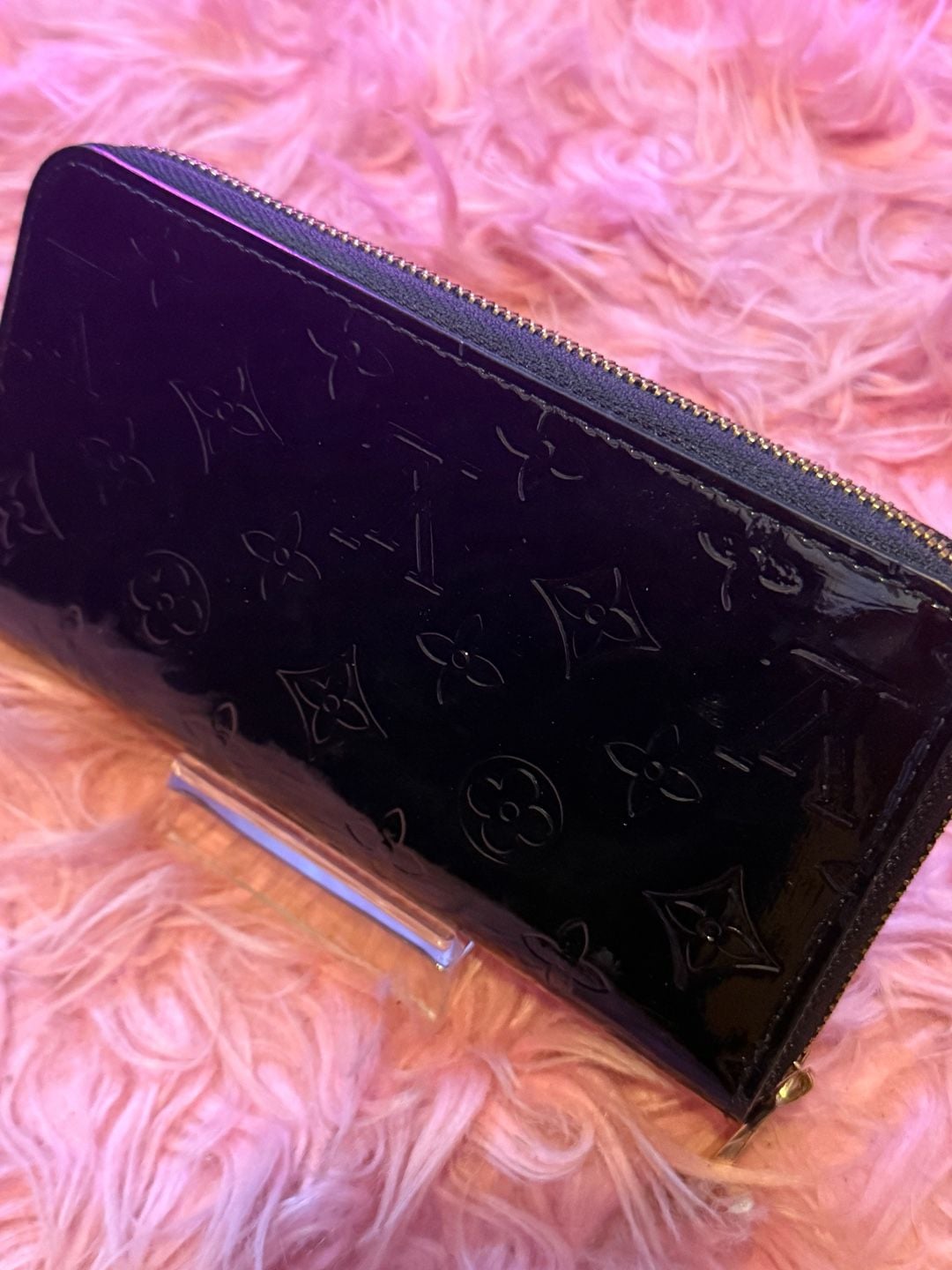 Unbranded fashion long wallet Monogram Zippy Patent Leather Black 3