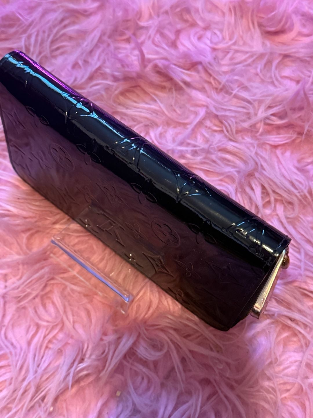 Unbranded fashion long wallet Monogram Zippy Patent Leather Black 4