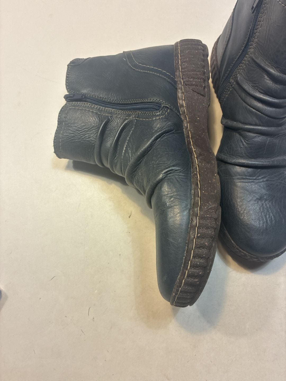 Clarks Caroline Orchid Leather Ruched Ankle Boots Black 3