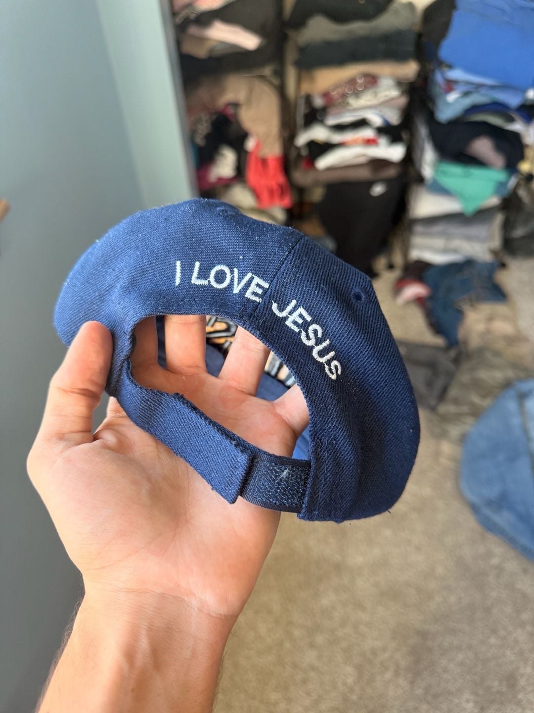 Jesus Is My Boss Baseball Cap Navy Blue Embroidered I Love Jesus Adjustable 3