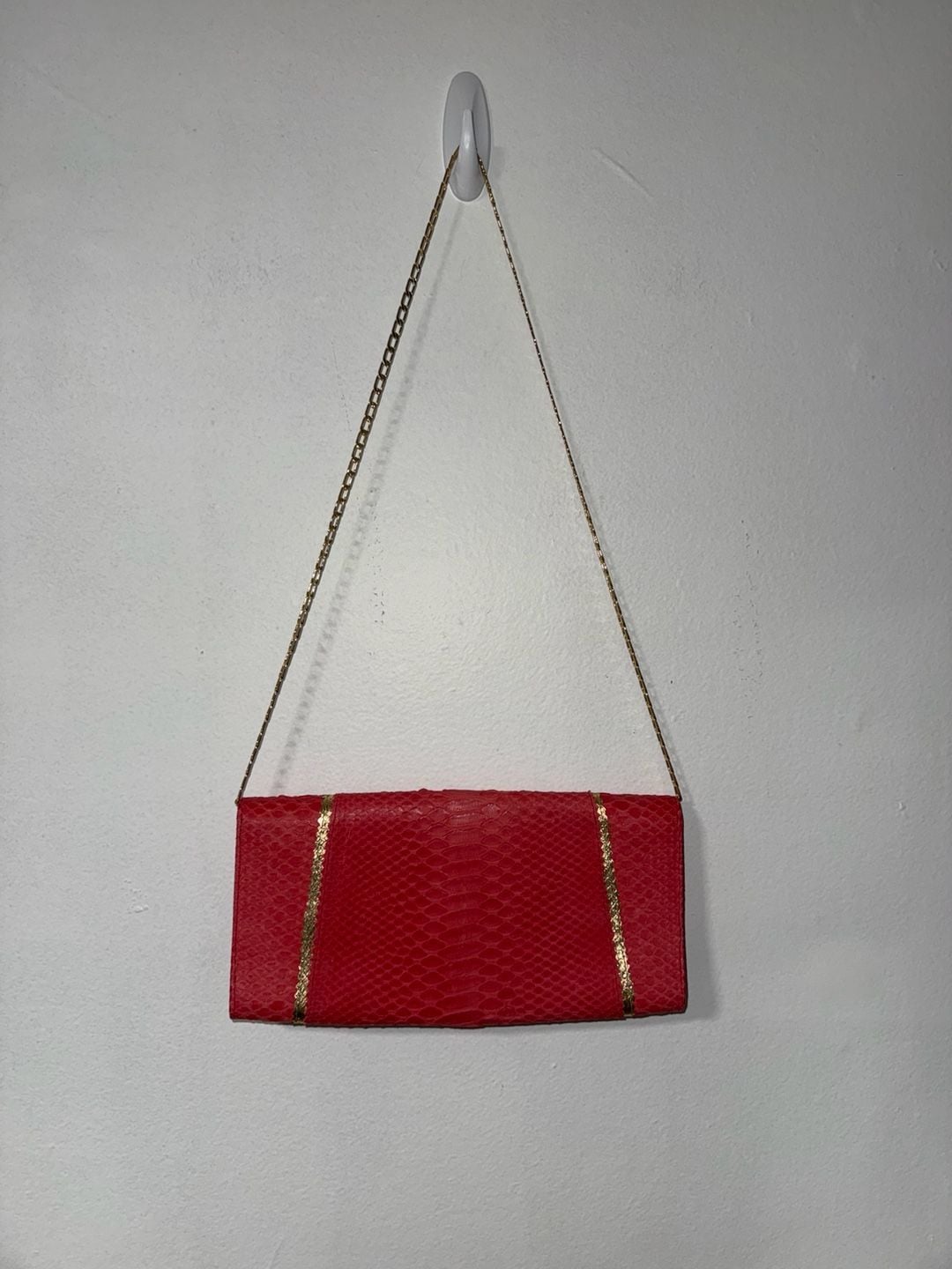 Carlos Falchi Red Snakeskin Crystal Clutch Bag 3