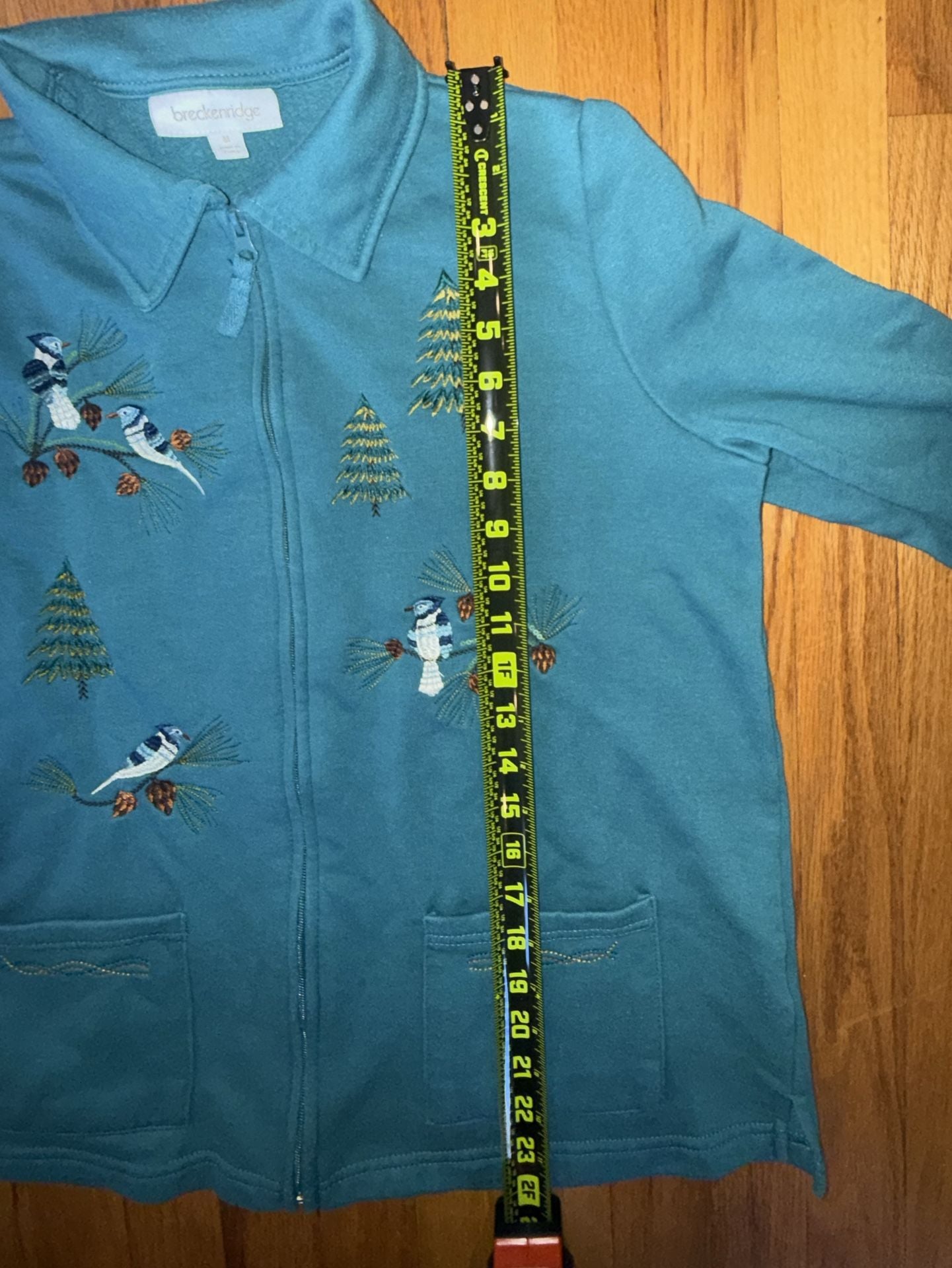Breckenridge M Sweatshirt Full Zip Appliqué Trees Teal Autumn Teachercore




 12
