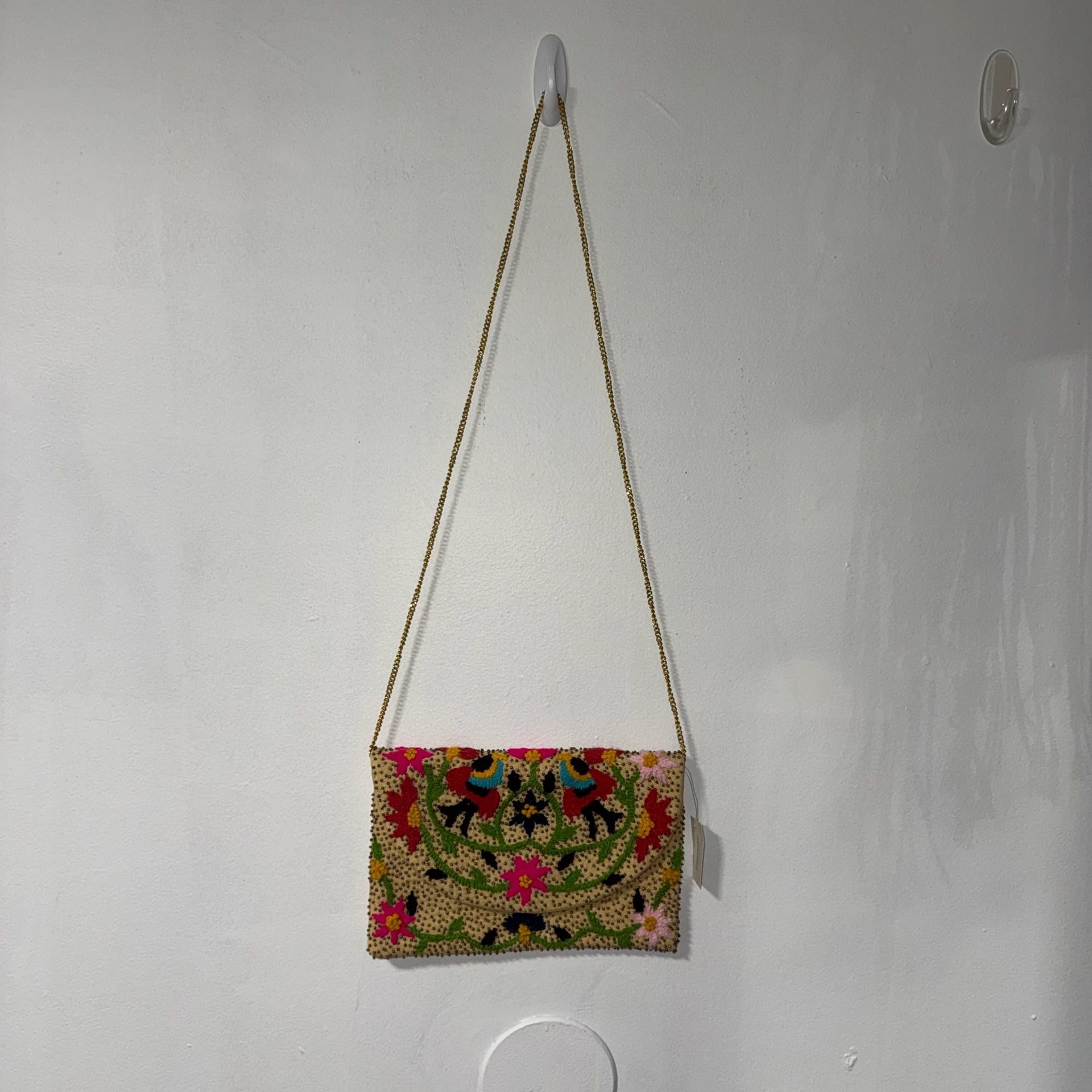 Beaded Floral Embroidered Chain Strap Clutch 2