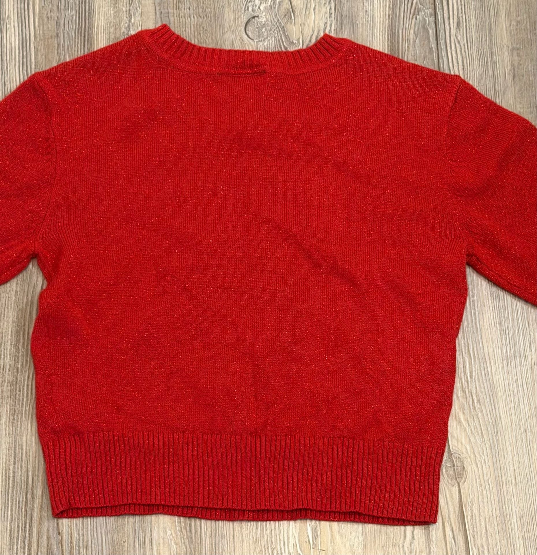 In*Girl Christmas Sweater Size M 10-12 Red Candy Cane Bow 7