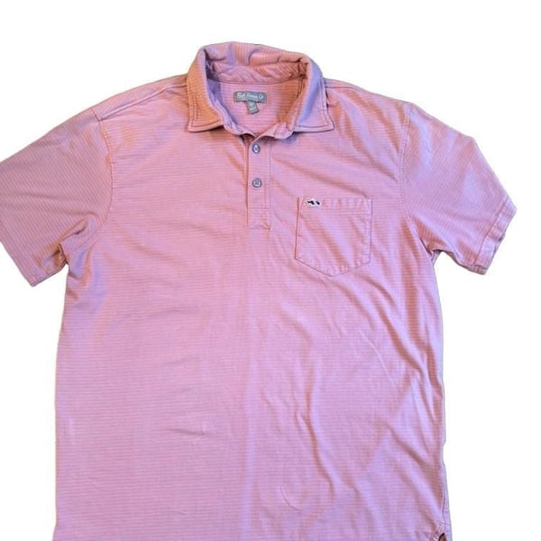 Fish Hippie Shellbine Stripe Polo Size M Pink Striped Short Sleeve h1588