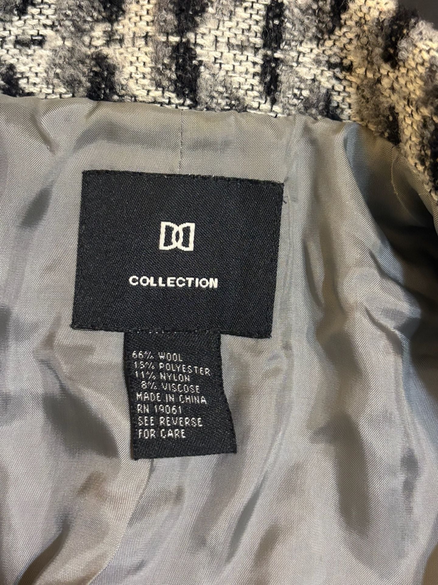 DD Collection Tweed Suit Jacket Size 10 Black White Wool Formal Blazer 3