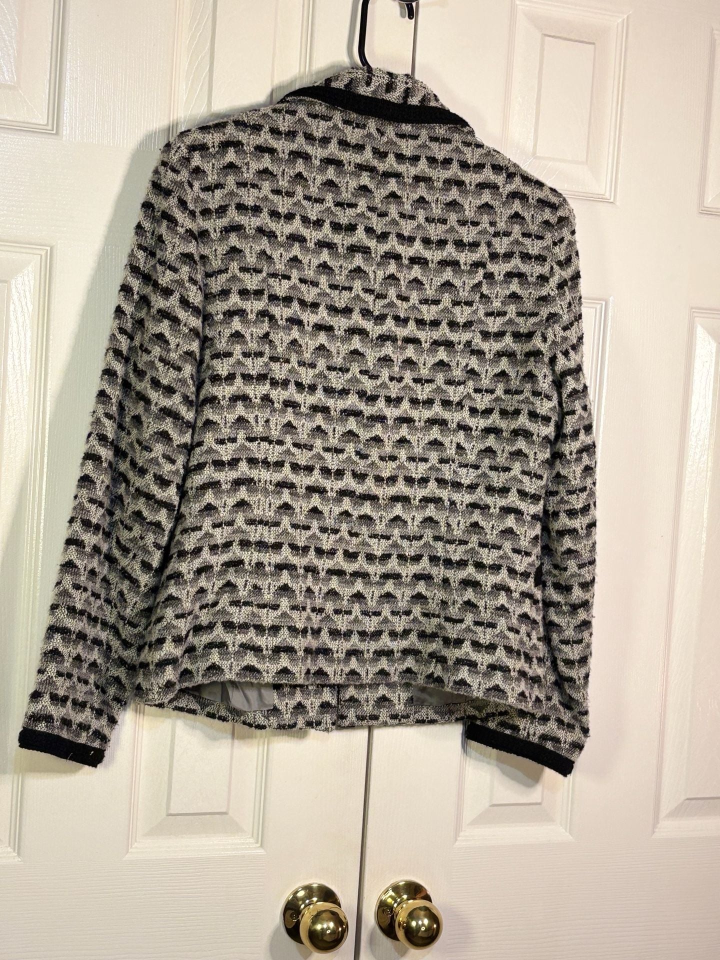 DD Collection Tweed Suit Jacket Size 10 Black White Wool Formal Blazer 6