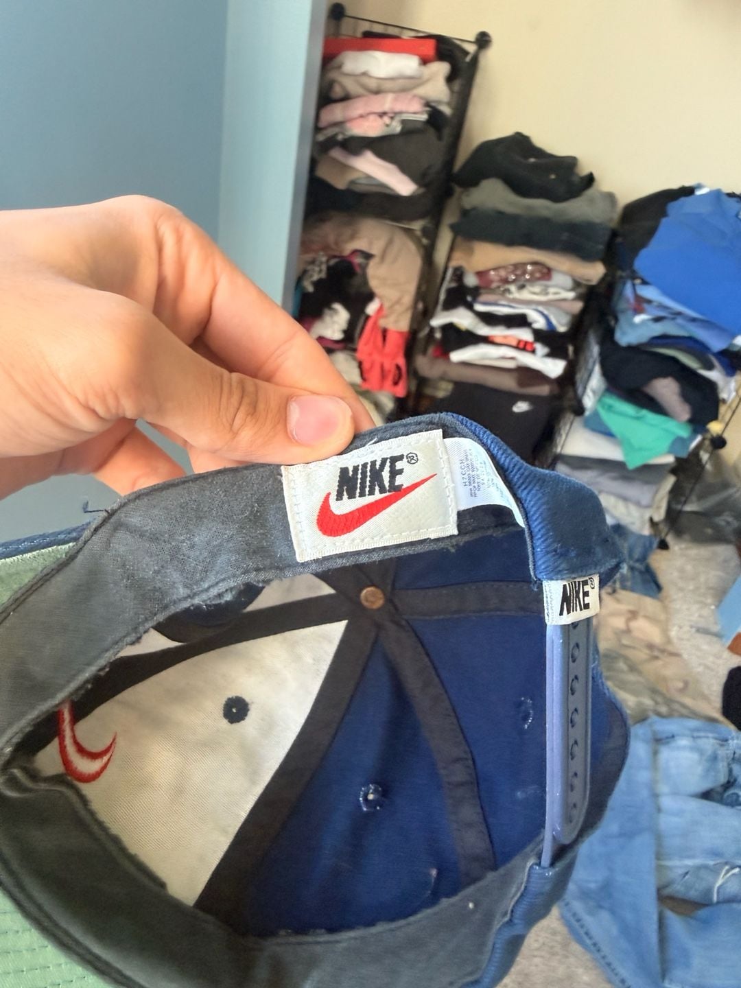 Vintage Nike Snapback Hat Blue Orange Swoosh 90s 2