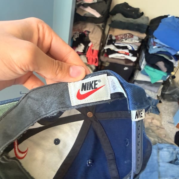 Vintage Nike Snapback Hat Blue Orange Swoosh 90s