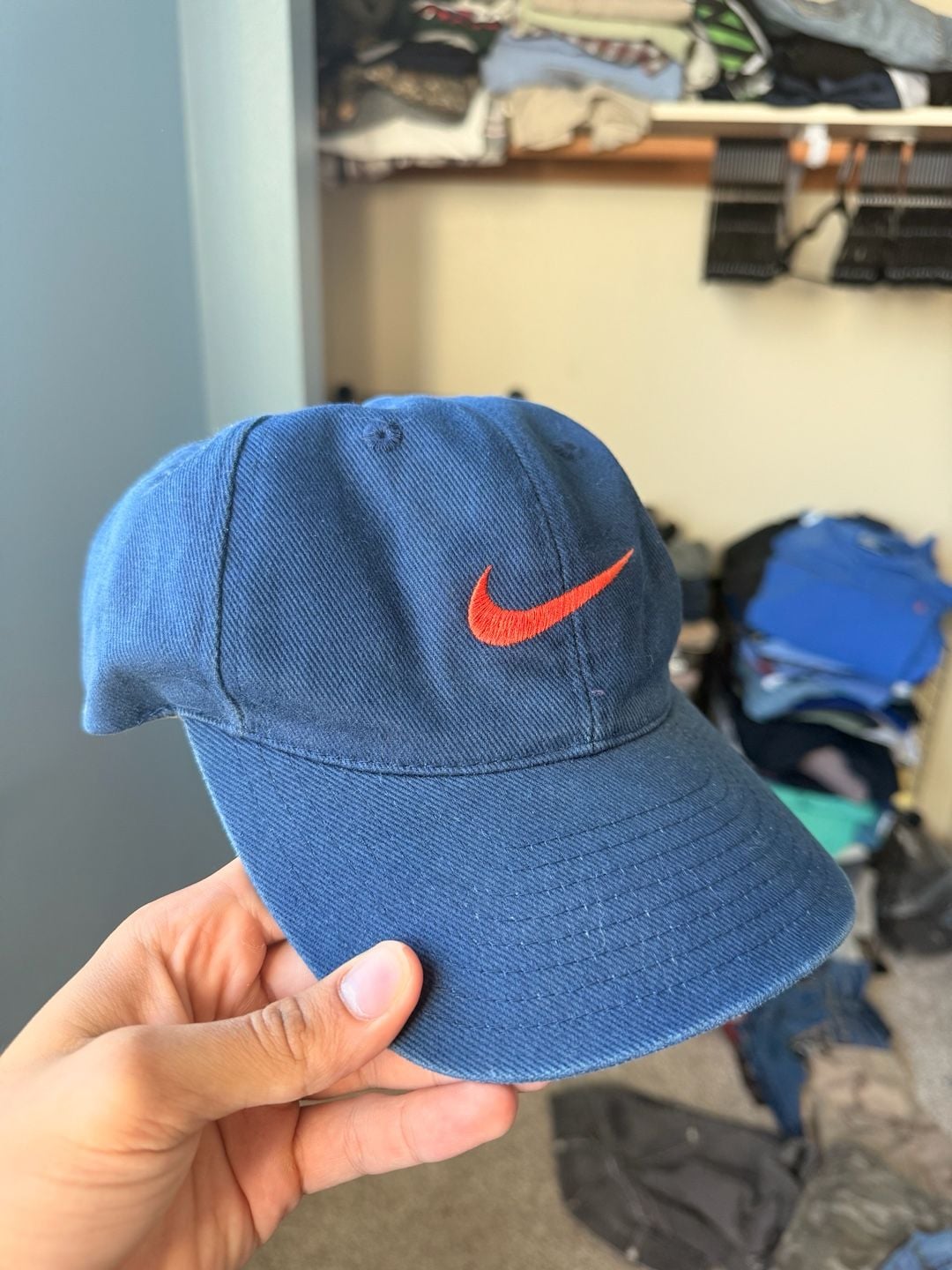 Vintage Nike Snapback Hat Blue Orange Swoosh 90s 3
