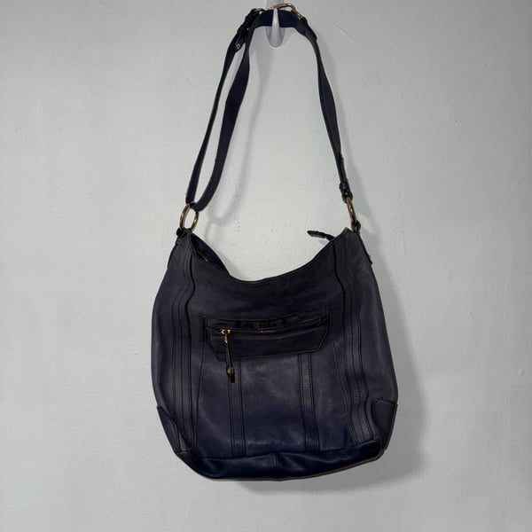 Perlina New York Blue Leather Hobo Shoulder Bag