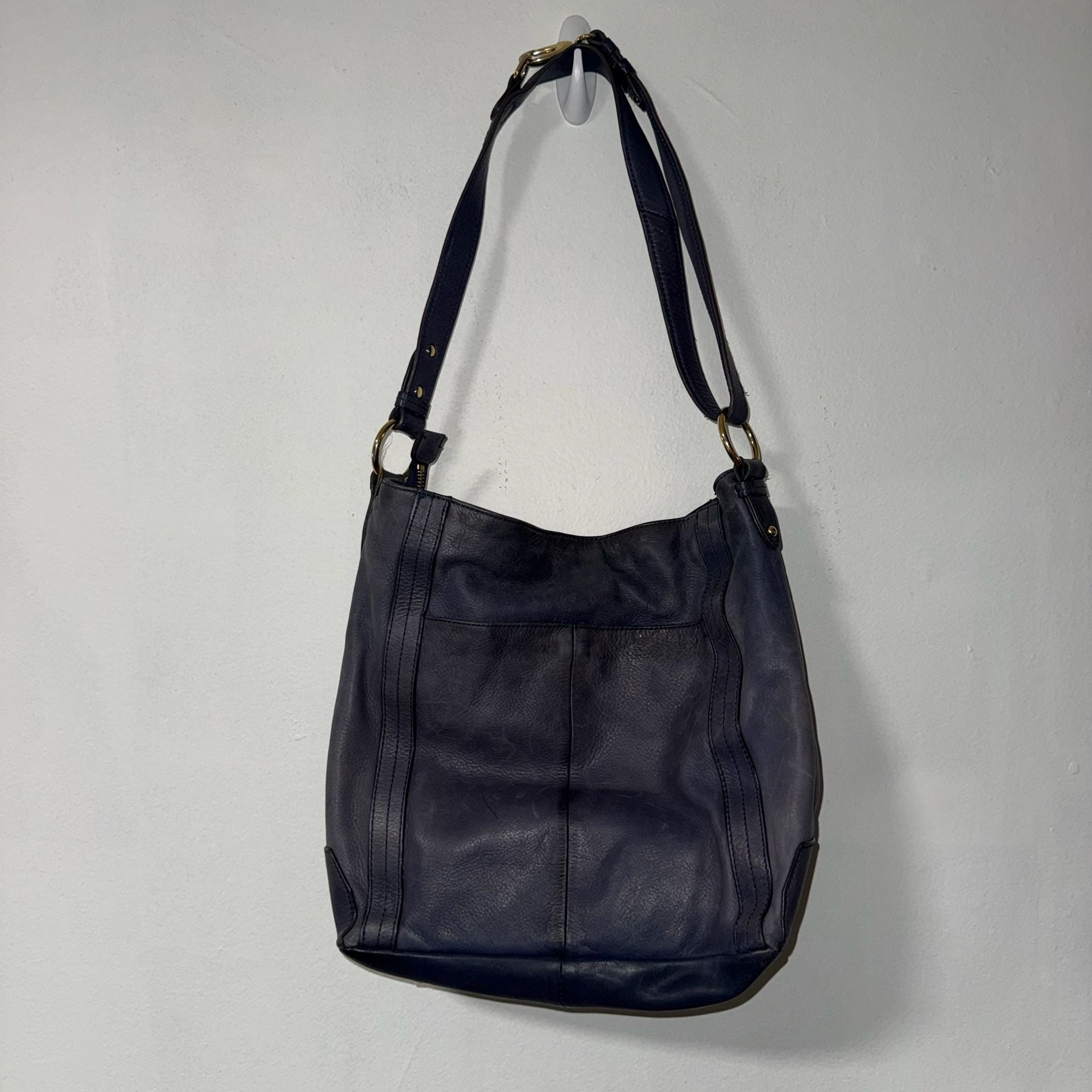 Perlina New York Blue Leather Hobo Shoulder Bag 3