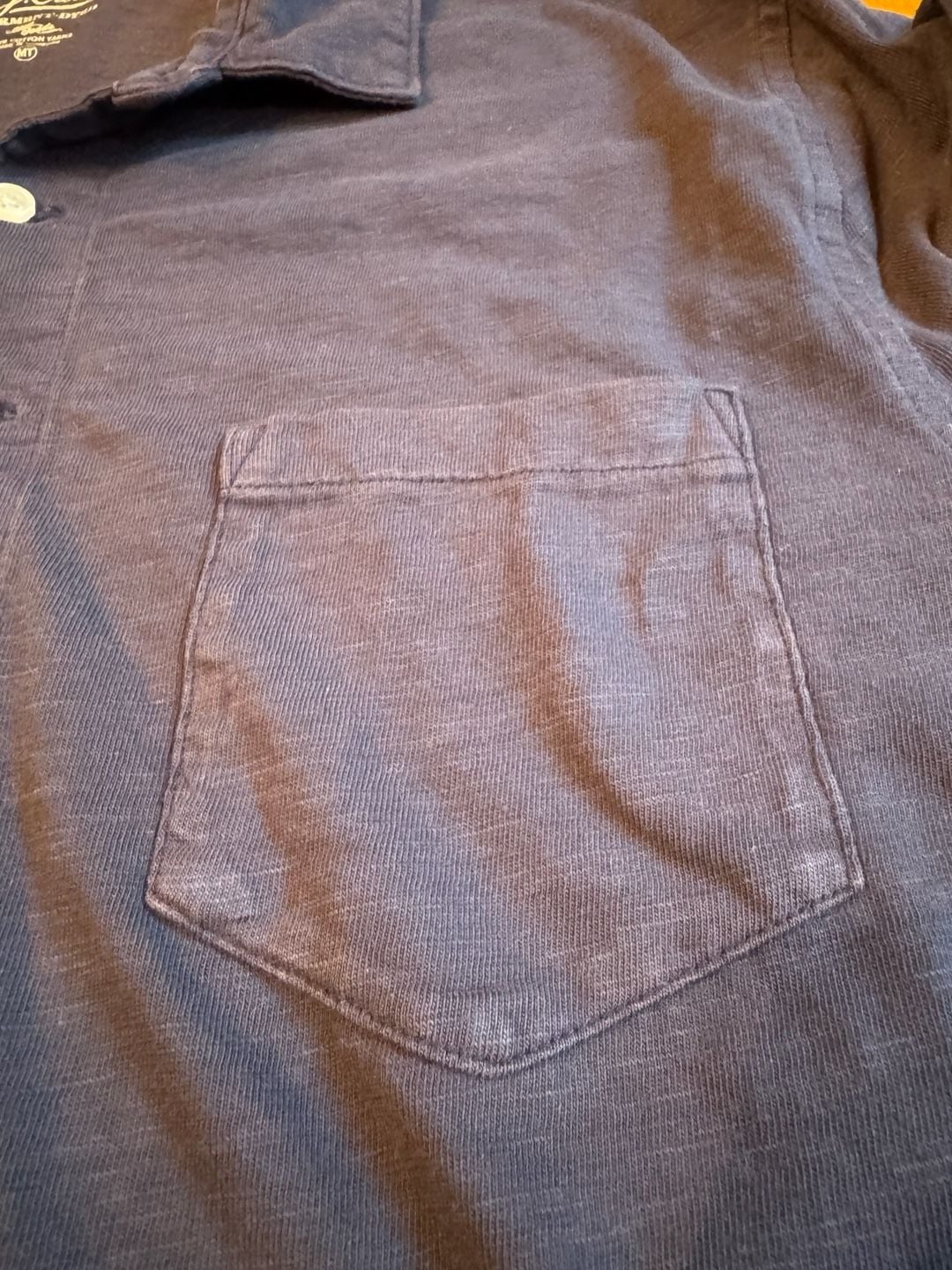 J.Crew Garment-Dyed Long Sleeve Polo Shirt Size MT Navy Pocket h1589 3