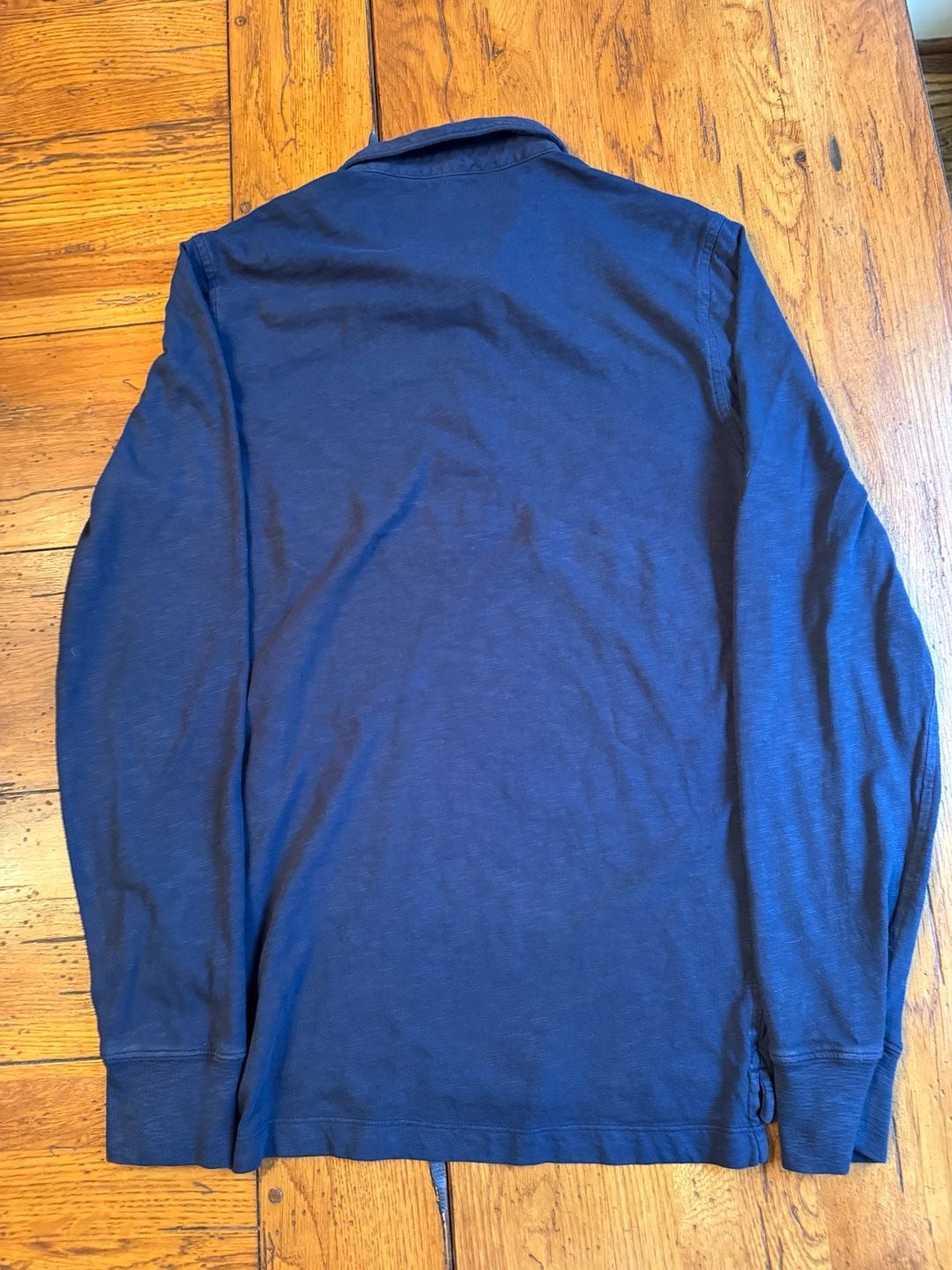 J.Crew Garment-Dyed Long Sleeve Polo Shirt Size MT Navy Pocket h1589 5