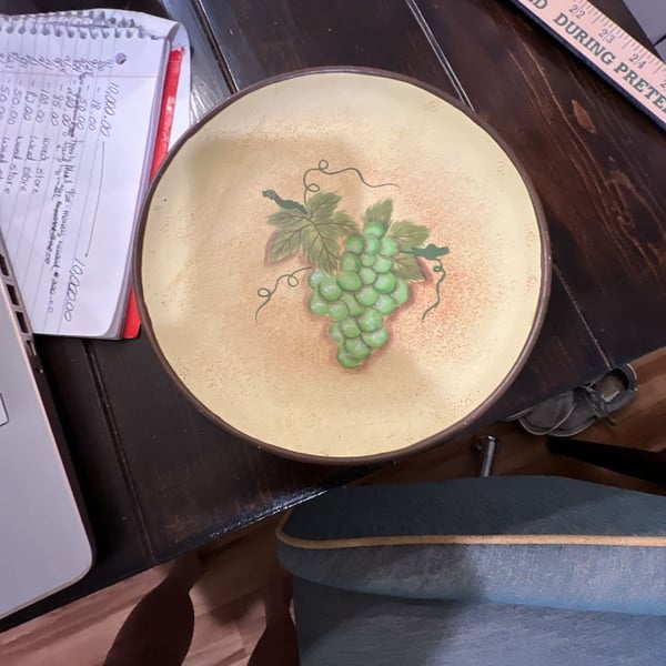 Vintage Hand Painted Grape Ceramic Decorative Wall Plate