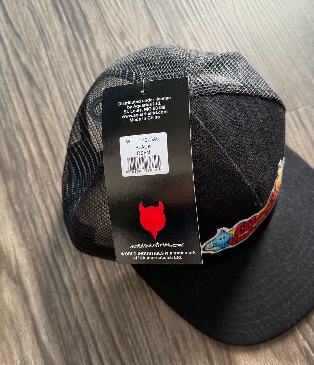 World Industries Trucker Hat Black Snapback Mesh Cap Logo Patch New 3