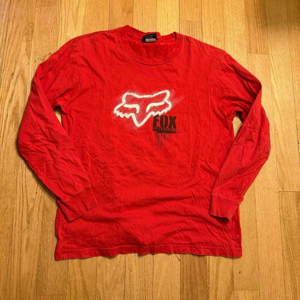 Retro Y2K Fox Racing Long Sleeve Graphic Shirt Red Size L