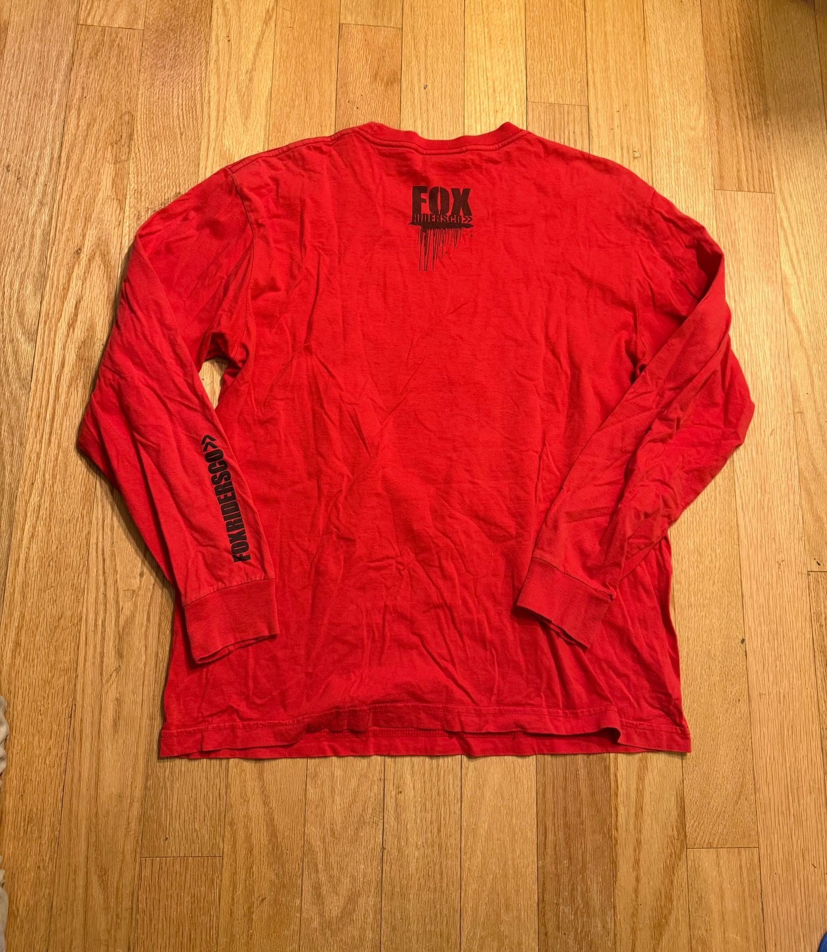 Retro Y2K Fox Racing Long Sleeve Graphic Shirt Red Size L 12