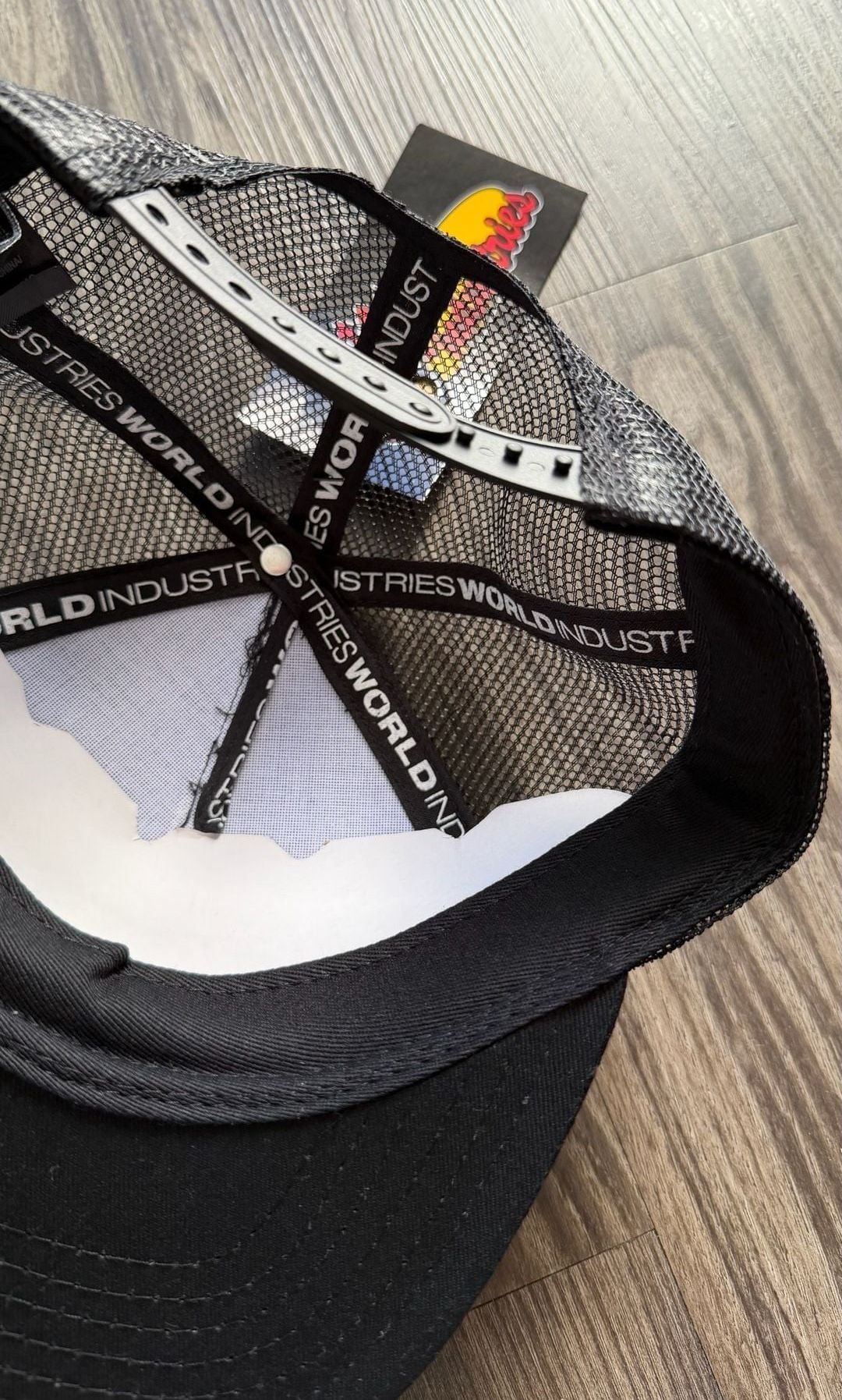 World Industries Trucker Hat Black Snapback Mesh Cap Logo Patch New 4